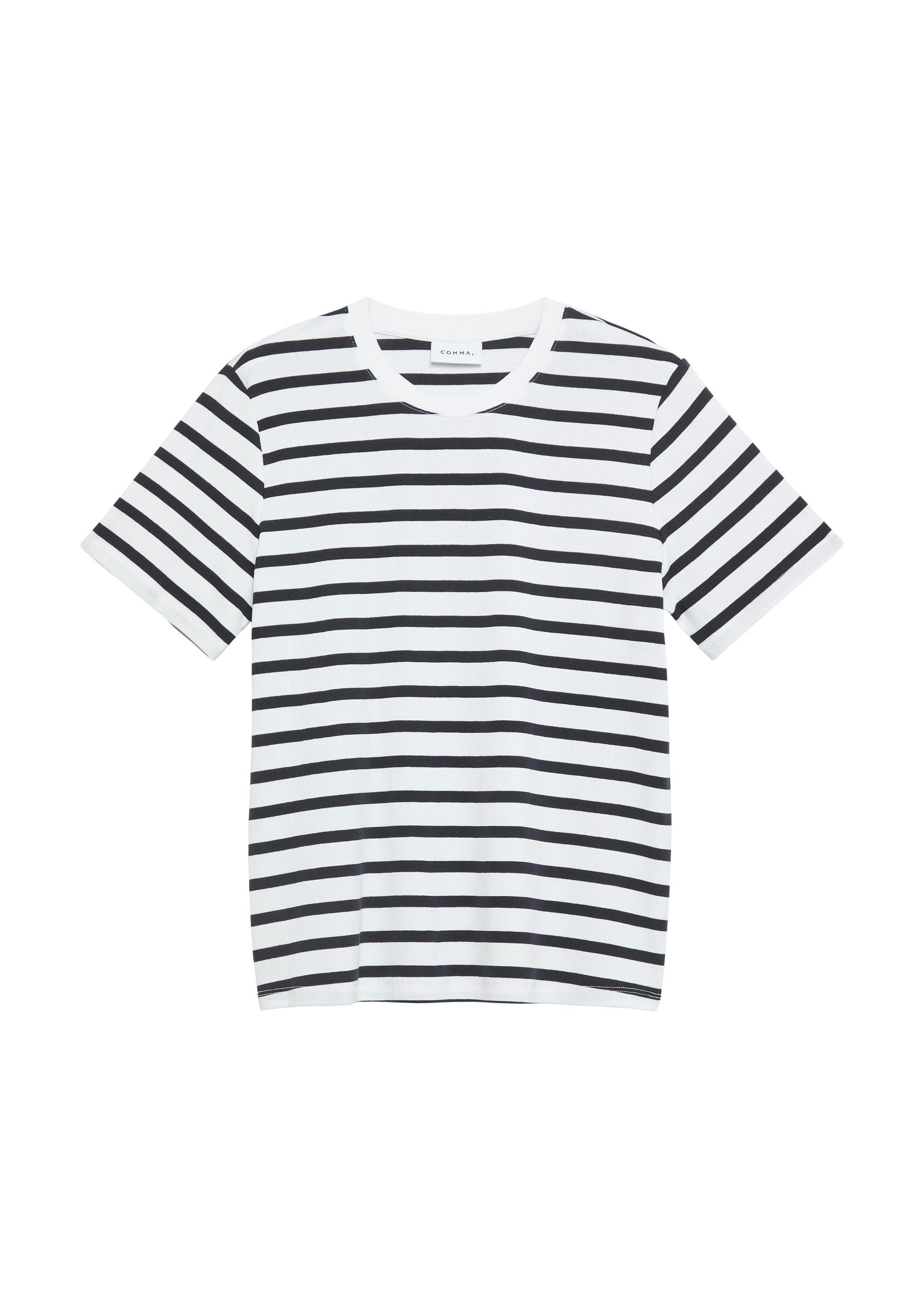 comma Kurzarmshirt T-Shirt Gestreiftes T-Shirt