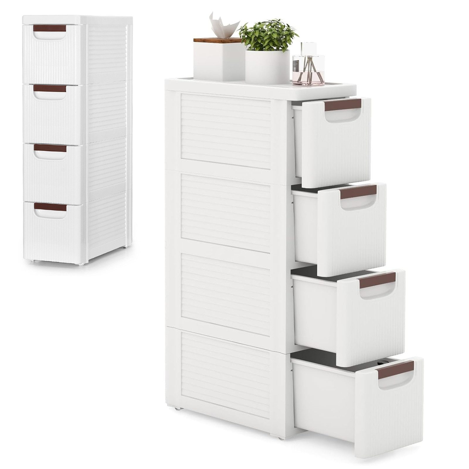 BlingBin Beistellwagen Schmaler Nischenschrank auf Rollen Rollschrank mit 4 günstig online kaufen