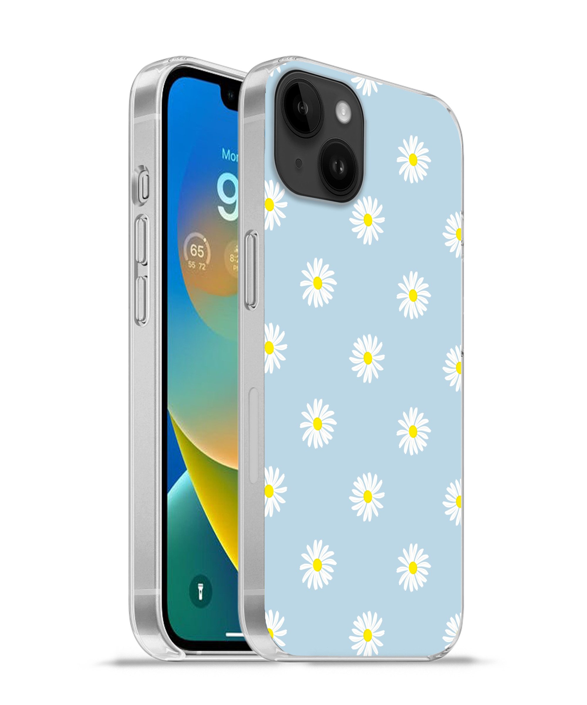 MuchoWow Handyhülle für Apple iPhone 14 Plus Gänseblümchen - Pastell - Weiß - Blau - Blume, Smartphone-Bumper, Print, Handy Schutzhülle Dünn