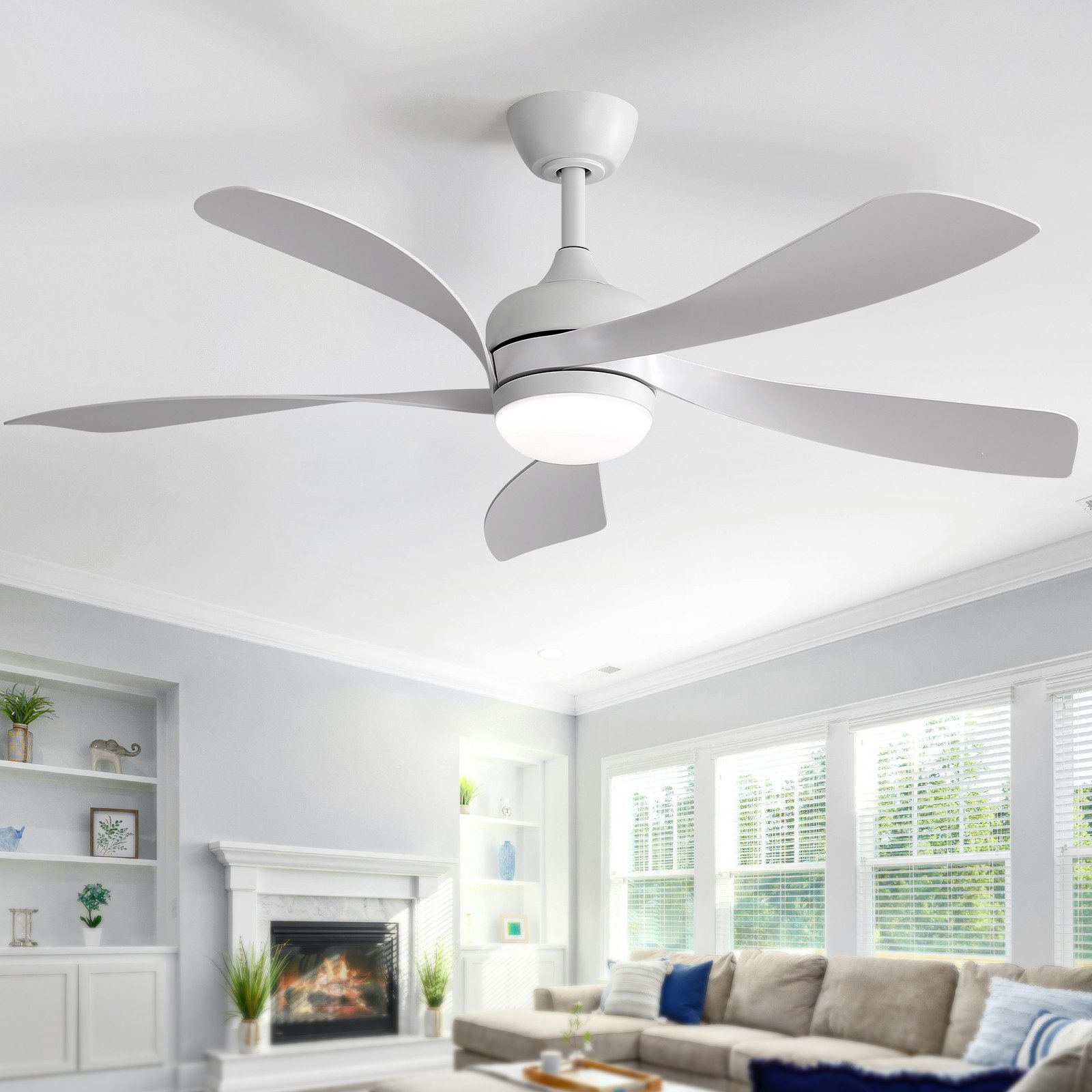 Sofucor Deckenventilator mit LED‑Leuchte, Leiser DC‑Motor, Fernbedienung & Timer‑Funktion, 132 cm Vielseitiger Deckenventilator für alle Räume