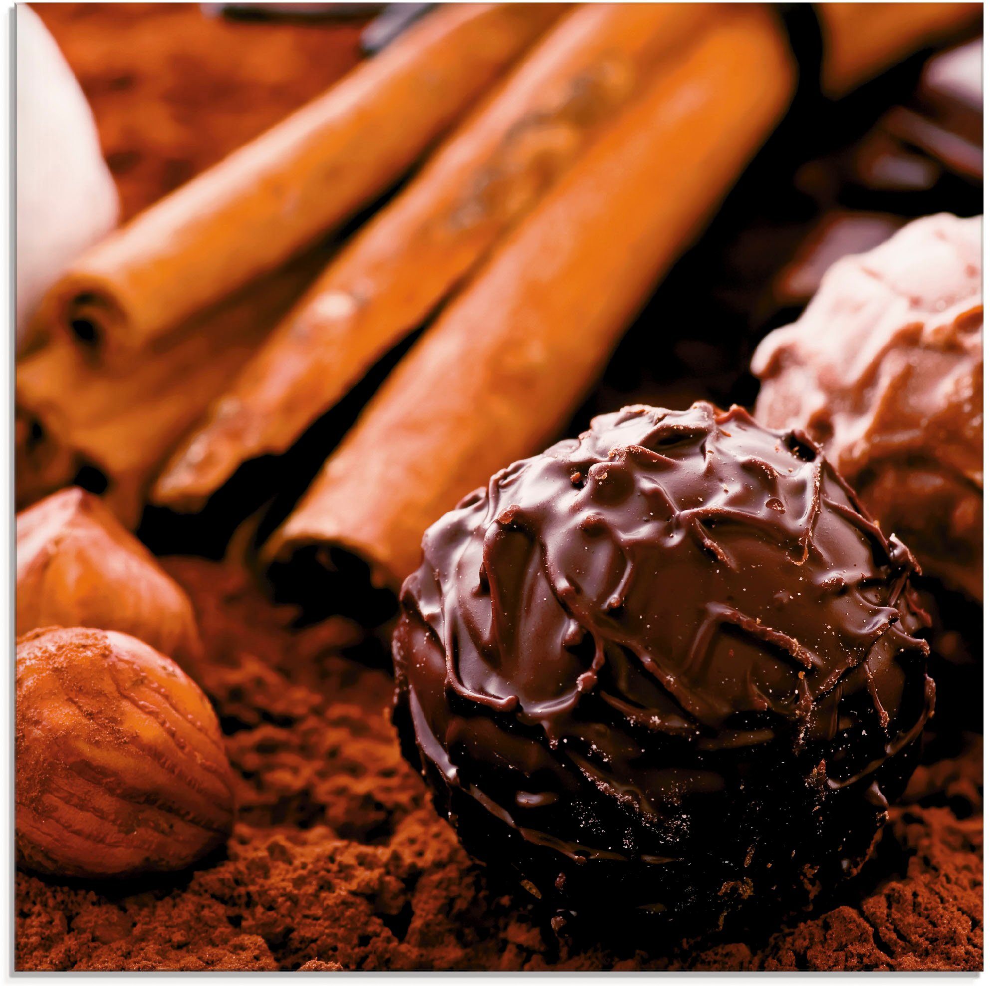 (1 in Schokoladen-Trüffel, Größen Süßspeisen Glasbild St), verschiedenen Artland