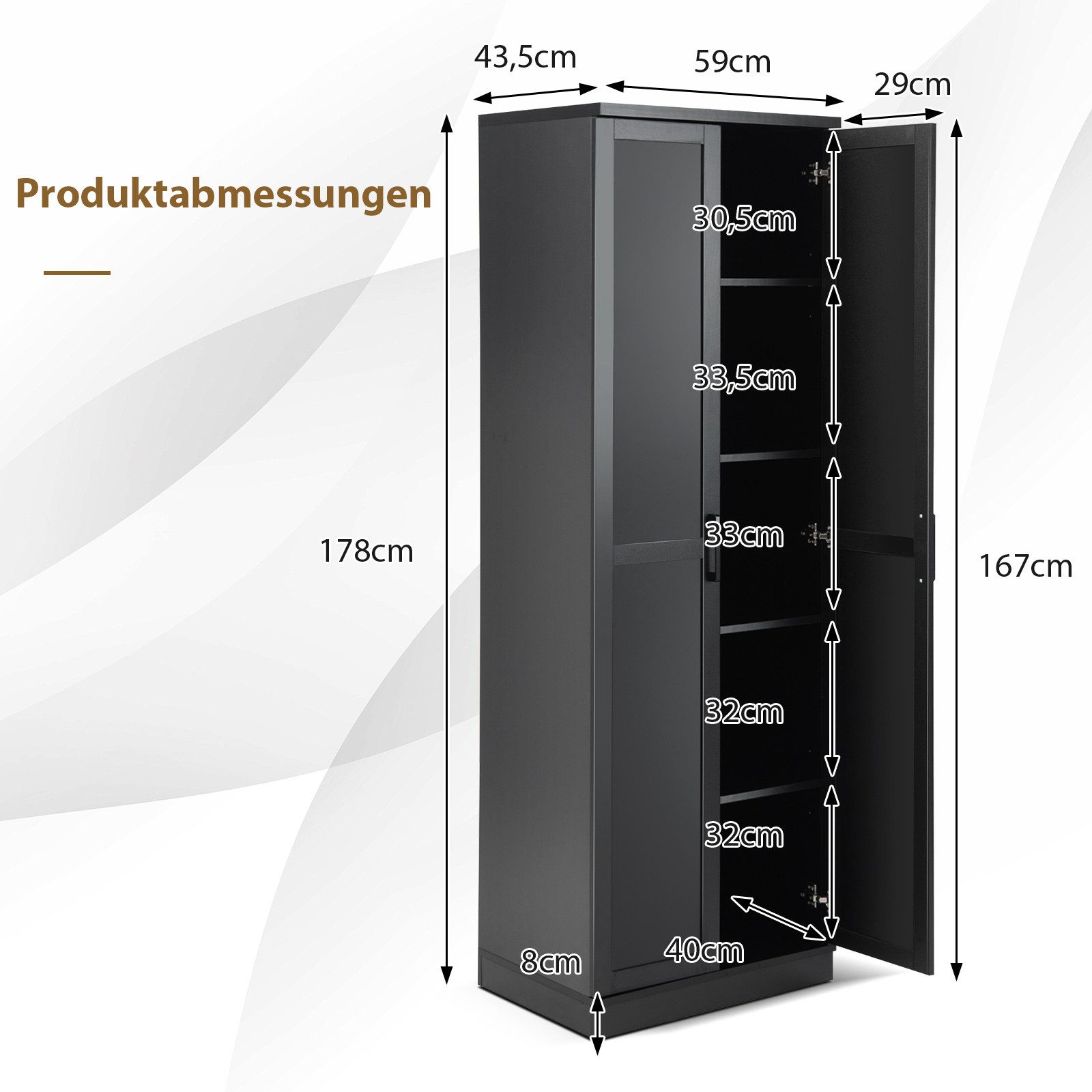 KOMFOTTEU Hochschrank mit verstellbaren Ablagen & günstig online kaufen