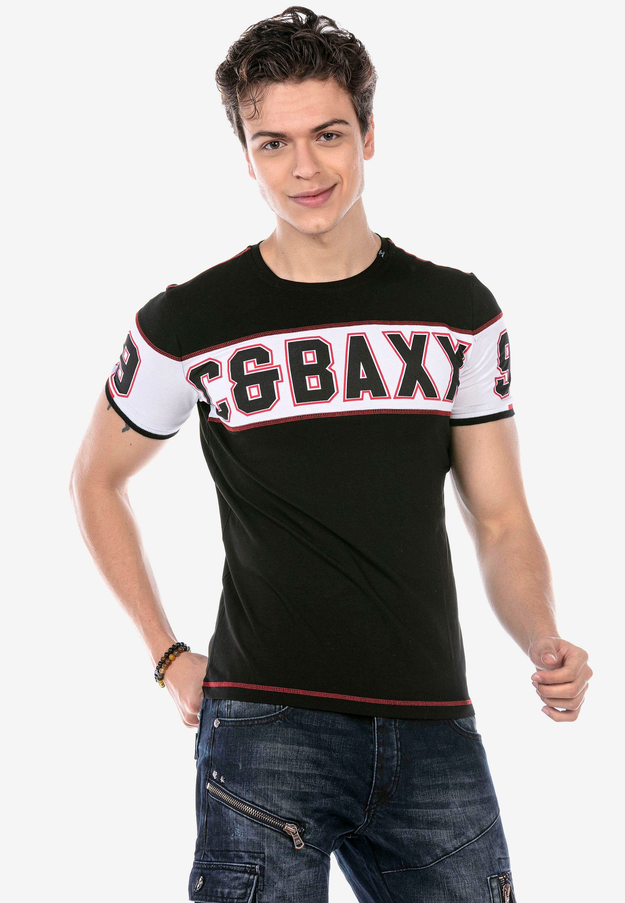 mit schwarz T-Shirt Cipo Baxx Print auffälligem &