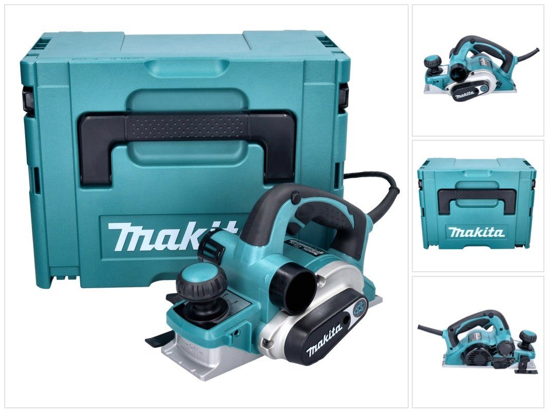 Makita Elektrohobel KP 0810 CJ Falzhobel 1050 Watt 4 mm Hobeltiefe / 82 mm Hobelbreite +