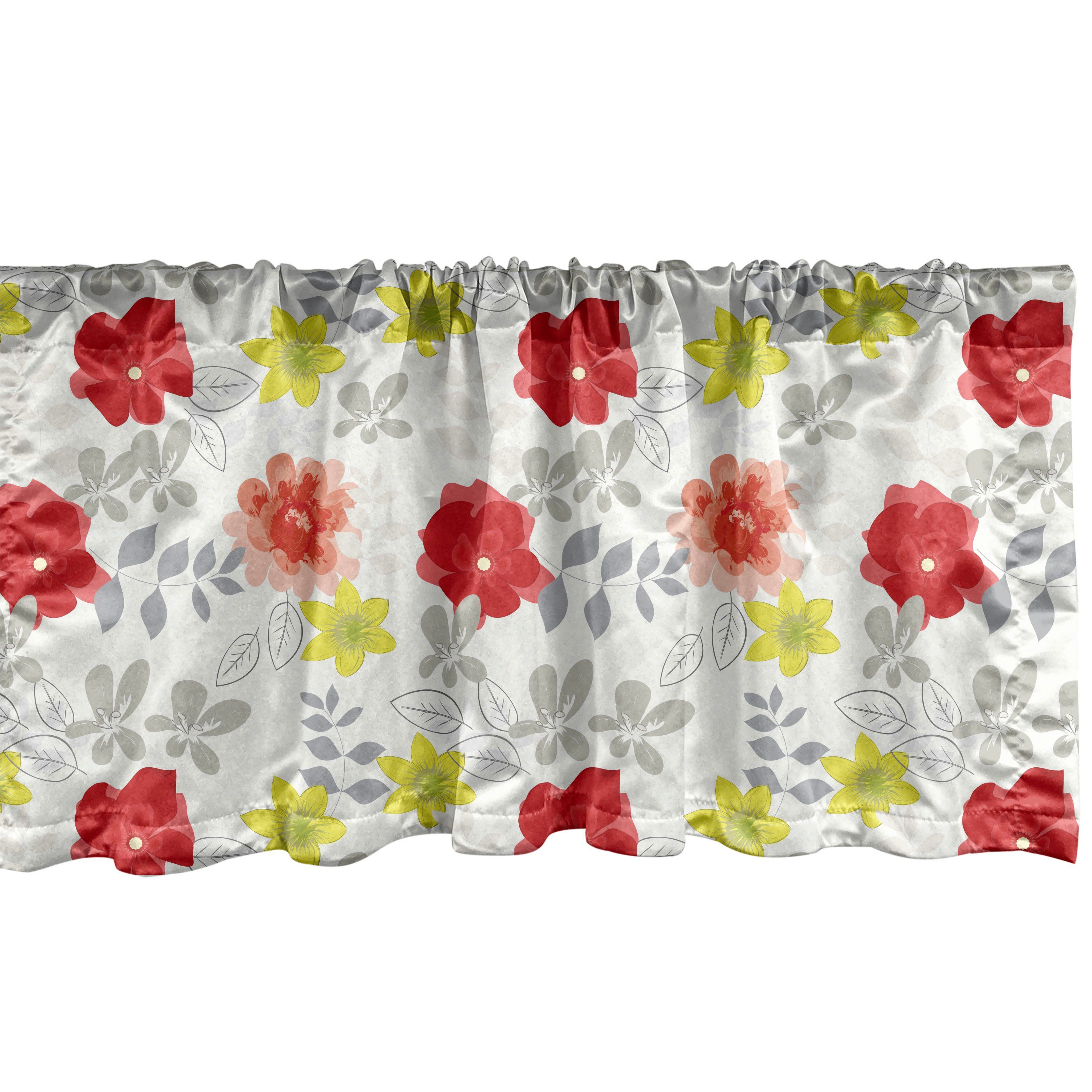Scheibengardine Vorhang Volant für Küche Schlafzimmer Dekor mit Stangentasche, Abakuhaus, Microfaser, Frühling Schönheit der Sommer-Blüten