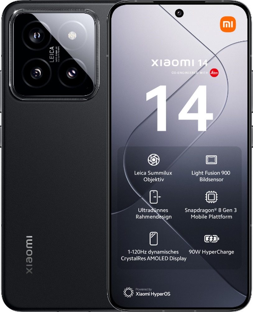 Xiaomi Xiaomi 14 Schwarz 12 Gigabyte 512 Gigabyte Smartphone (512 GB Speicherplatz, 50 MP MP Kamera, Wireless Charging,Built-In GPS,Dual SIM)