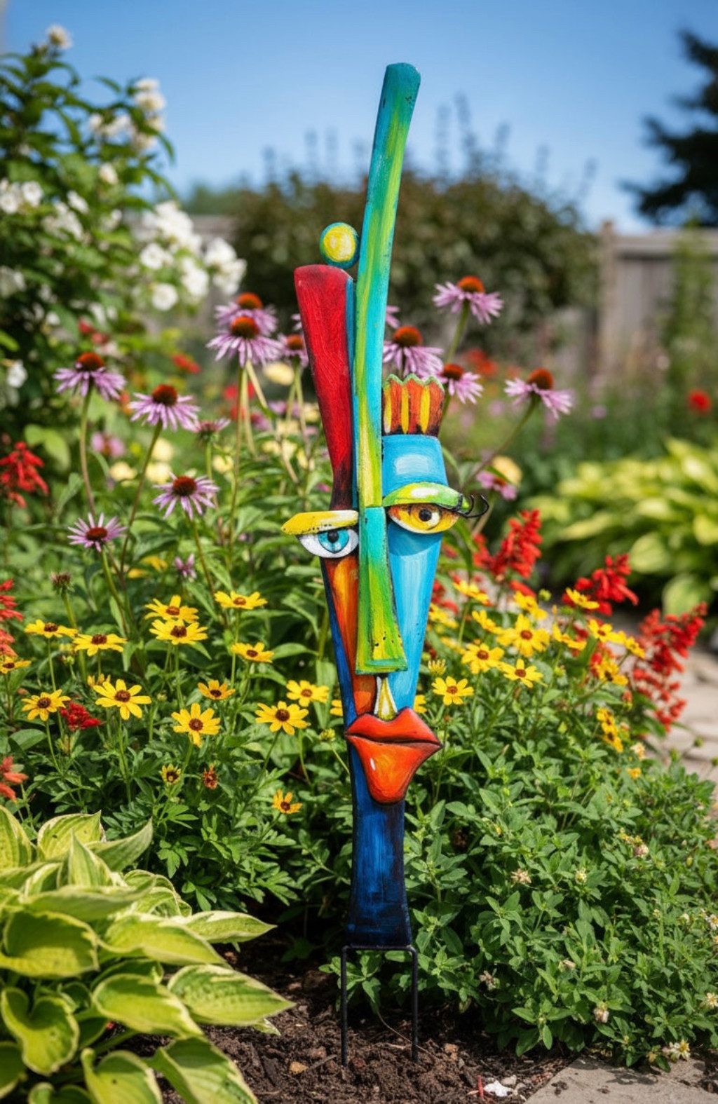 GILDE Gartenstecker Alta Fronte Gartenstecker – Metall Gesichtsdesign, Bunt (1-St)