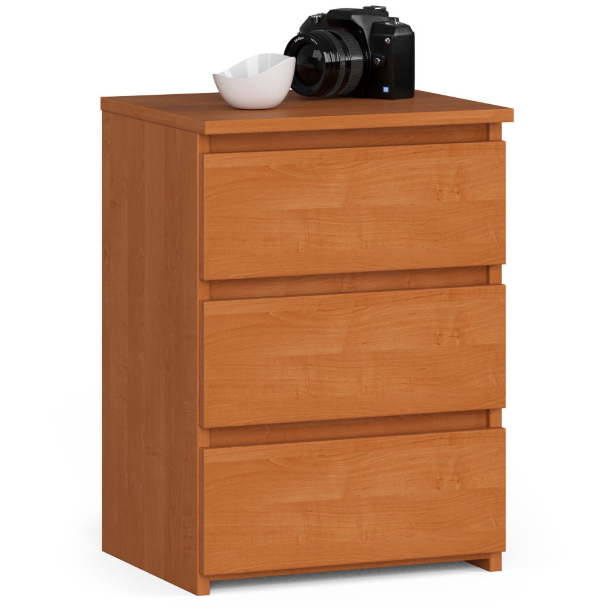 Milord FURNITURE Kommode mit 3 Schubladen 40 cm breit Holz Schrank B40xH57xT35 cm (Highboard Anrichte Schlafzimmer Wohnzimmer Flur Büro Organizer)