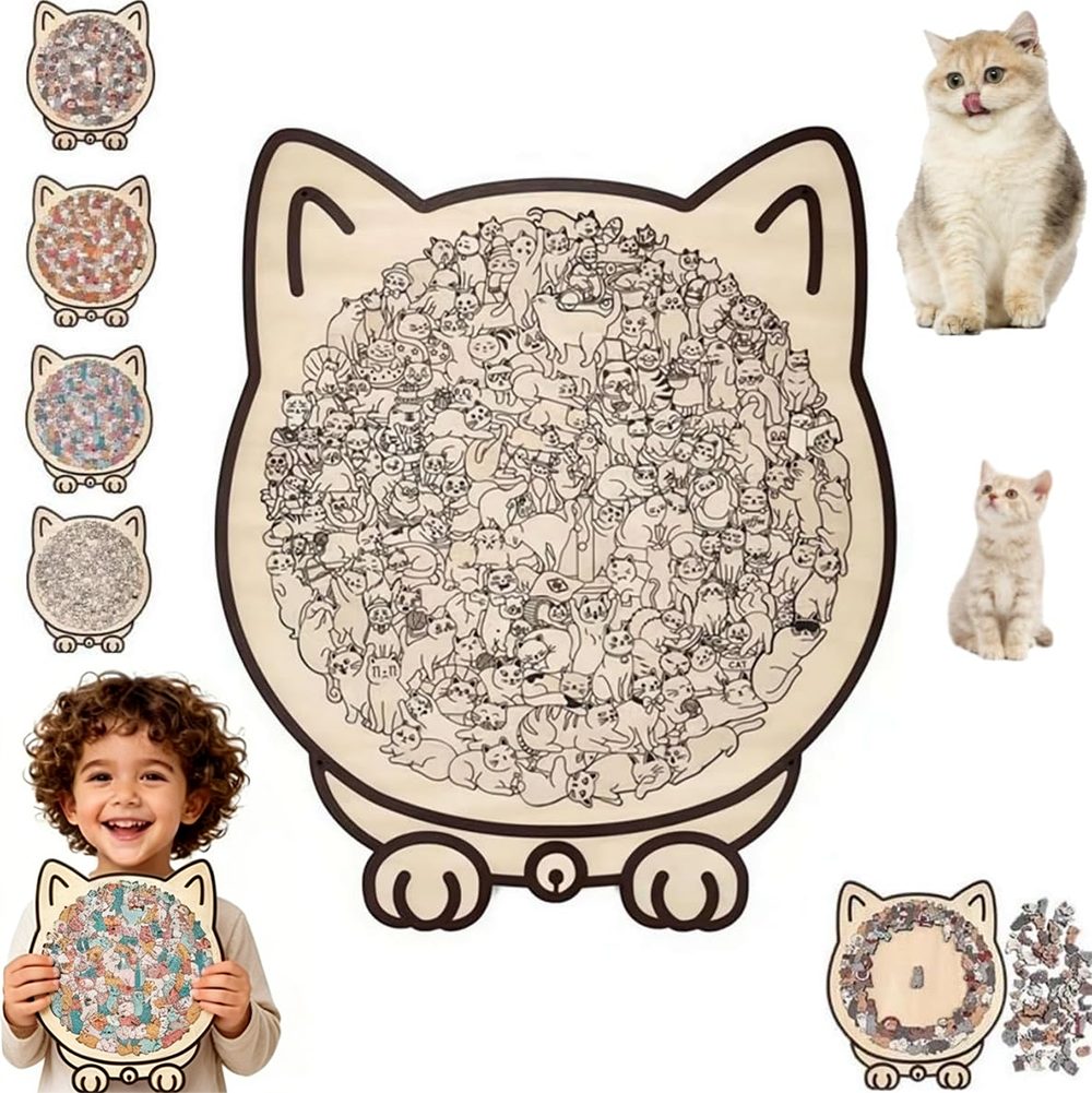 CLTYQ Puzzle 135 Teile Puzzle,Buntes Holzpuzzle in Katzenform,Süßes Katzenp günstig online kaufen