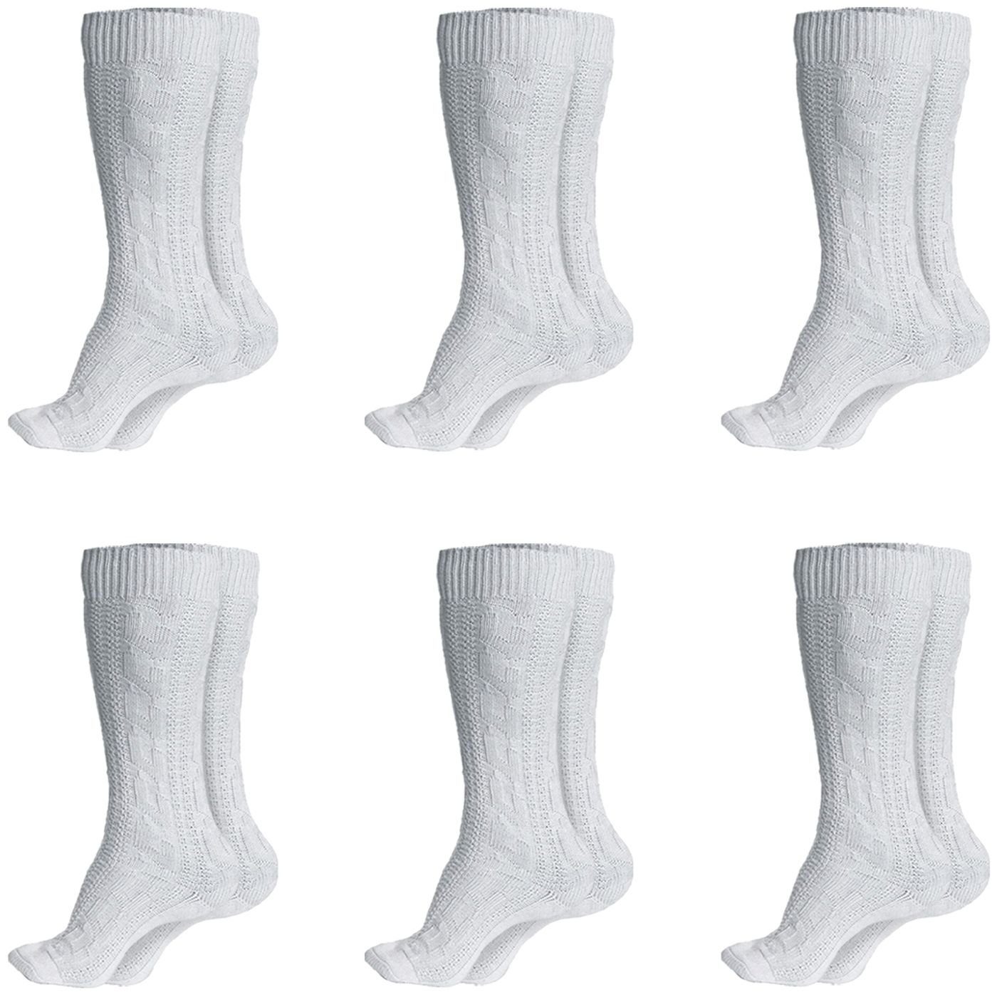 German Wear Trachtensocken GW200 Weiß Paar (6-Paar) Trachtensocken Trachtenstrümpfe Zopfmuster 40cm