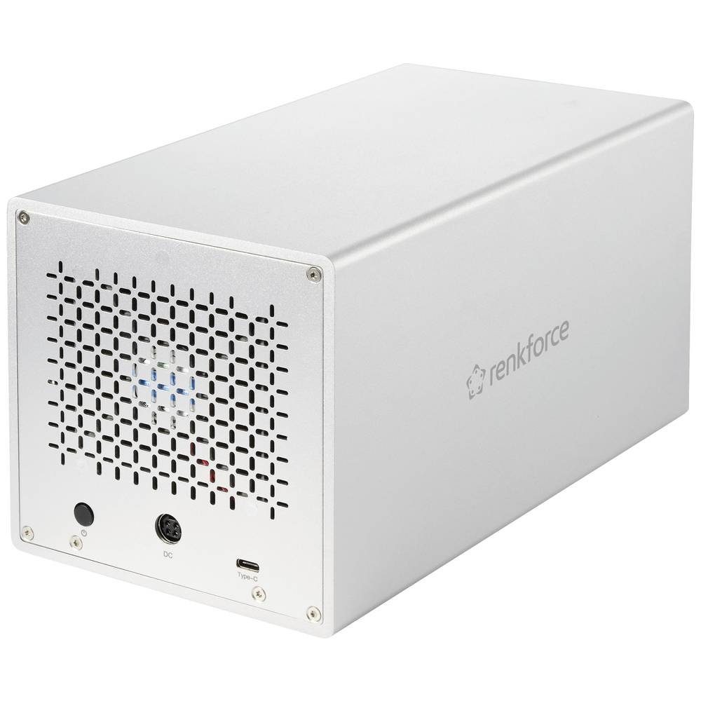 Renkforce Festplatten-Gehäuse 6.35cm (2.5)/8.89cm (3.5) USB 3 4-fach-Laufwerksgehäuse RF-5587610, Aluminium Gehäuse