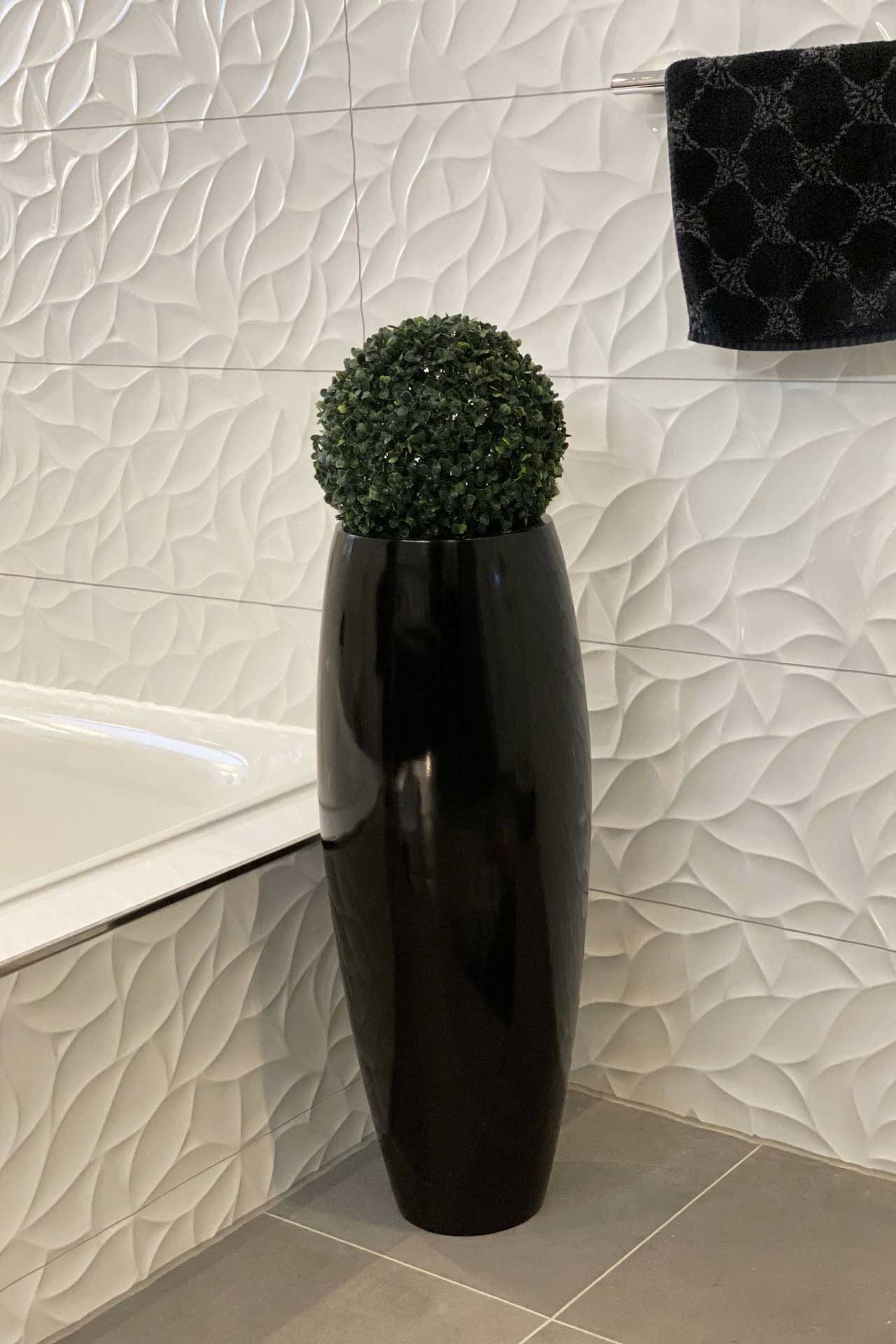 VIVANNO Bodenvase Fiberglas MAGNUM Rund - Hochglanzschwarz Hochglanz (1 St), 30x80 cm