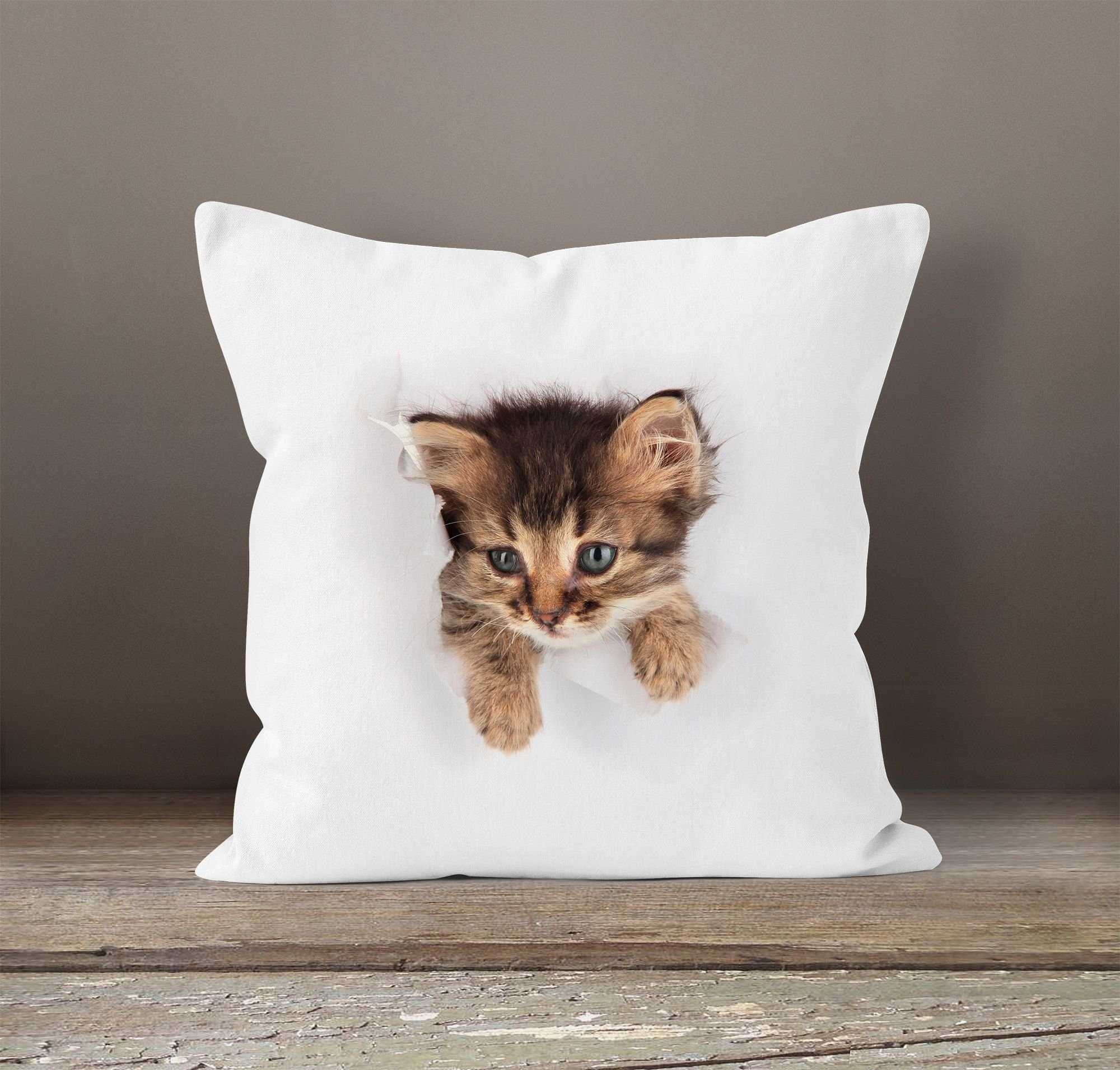 MoonWorks Dekokissen Kissen-Bezug mit süßem Katzen-Aufdruck günstig online kaufen
