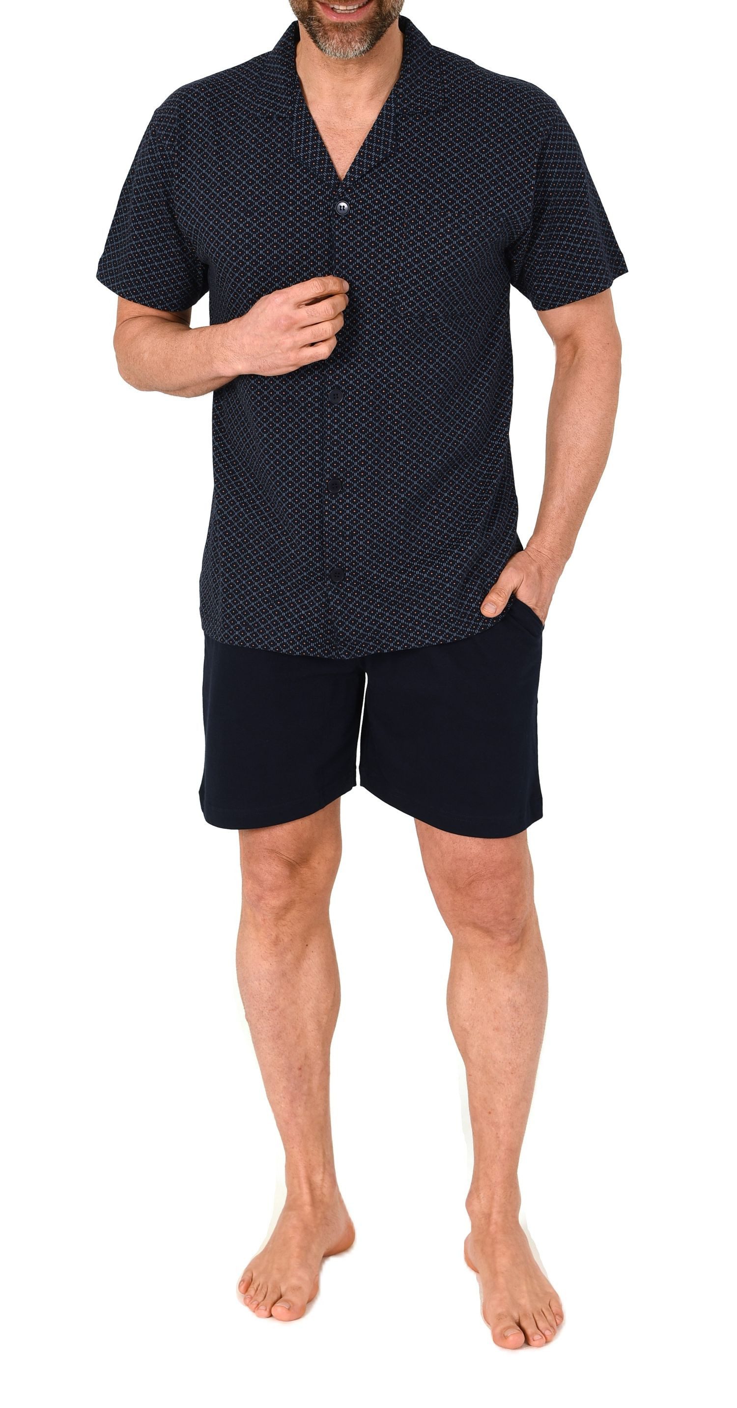 Normann Pyjama Herren kurzarm Schlafanzug Shorty Pyjama zum durchknöpfen günstig online kaufen