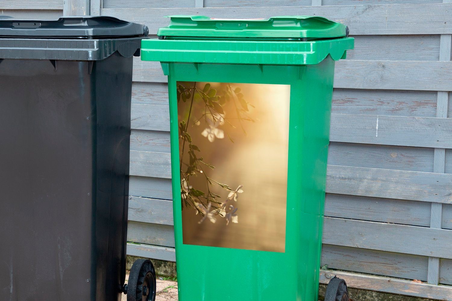 Container, in (1 St), MuchoWow Mülltonne, Jasmin Morgensonne Sticker, der Wandsticker Abfalbehälter Mülleimer-aufkleber,