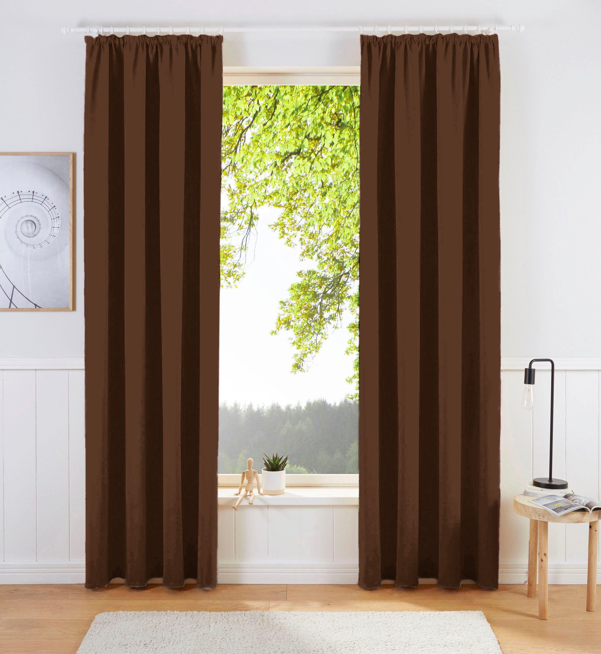 OTTO home Vorhang SOLA (1 St), Kräuselband, verdunkelnd, Polyester, Breite:130 cm, 1 Schal, einfarbig, Verdunkelung