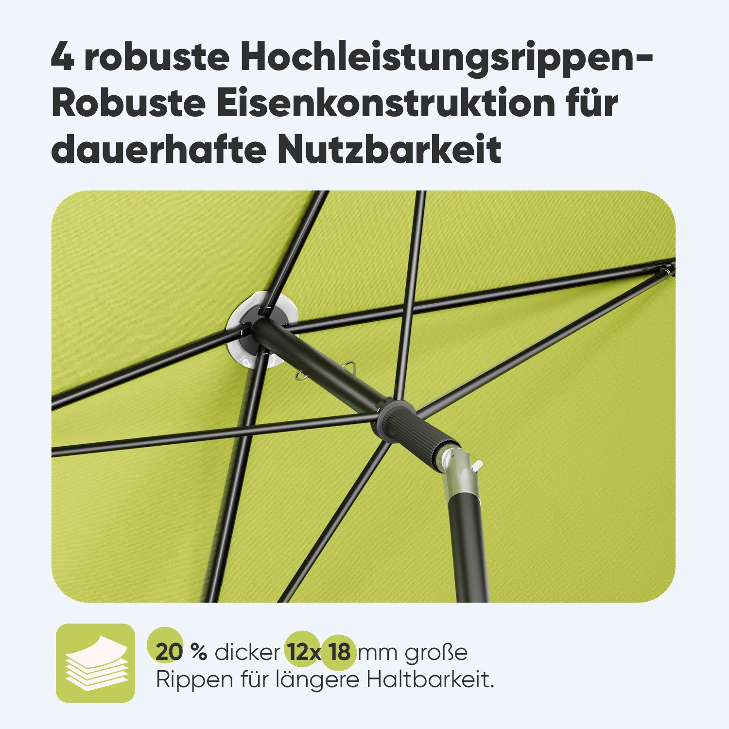 Sekey Rechteckschirm Sonnenschirm Rechteckig Balkon Balkonschirm Knickbar, LxB: 200,00x125,00 cm, UV50+ Sonnenschutz, für Terrasse