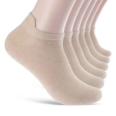 sockenkauf24 Sneakersocken 6 Paar Sneaker Socken Damen & Herren mit Fersenlasche (Beige, 47-50) Anti-Blasen Schutz Rutschfest Atmungsaktiv - 13600 WP