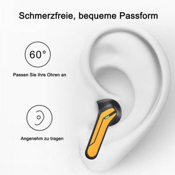 OKWISH Gaming Kopfhörer Headset Ohrhörer Earbuds Bluetooth Wireless In-Ear Bluetooth-Kopfhörer (Touch-Steuerung, Siri, Bluetooth, True Wireless, Bluetooth 5.1, Touch Control, Mit Ladehülle)