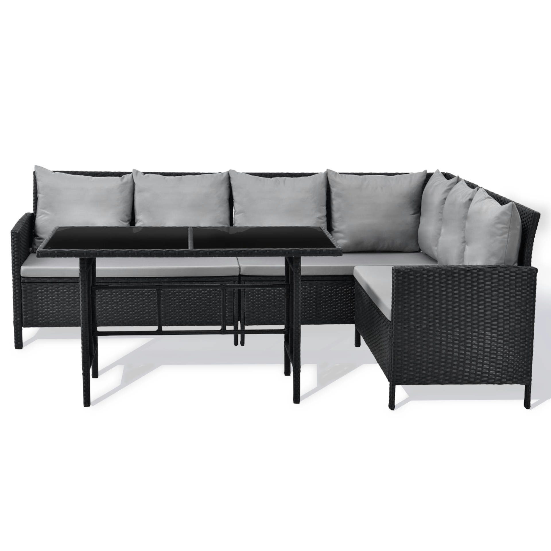 SVITA Eckbankgruppe MADISON, (Set, 2-tlg., Lounge mit Tisch), Gartenlounge, Sitzlounge, Tisch mit Glasplatte