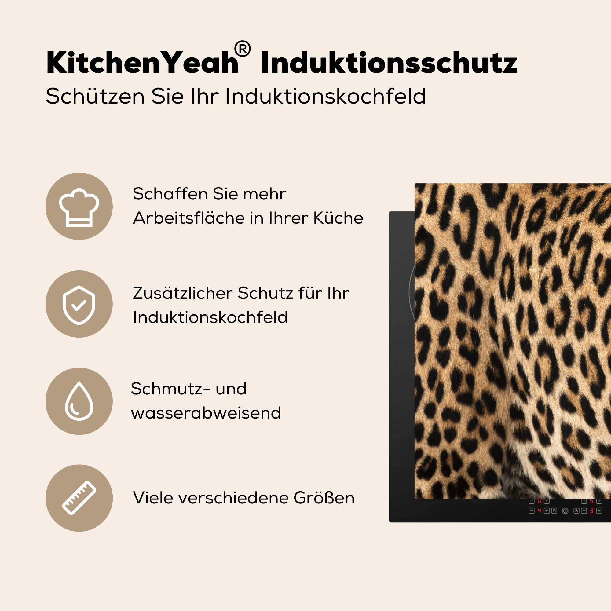 MuchoWow Herdblende-/Abdeckplatte Arbeitsfläche nutzbar, Panther-Schacht, Vinyl, cm, (1 Mobile 60x52 tlg), Ceranfeldabdeckung