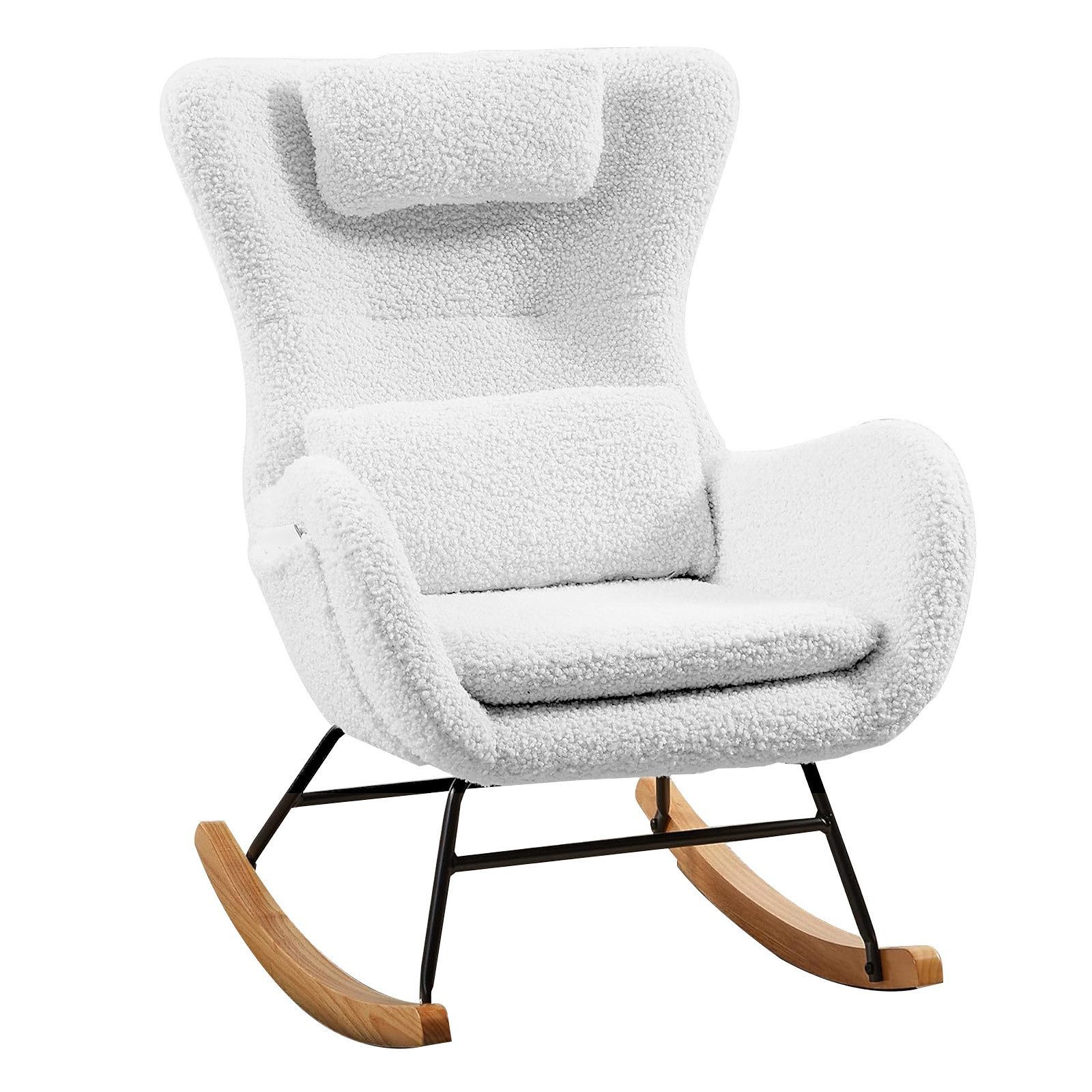 OKWISH Schaukelstuhl Teddy Plüsch-Swingsessel mit Holzsockel günstig online kaufen