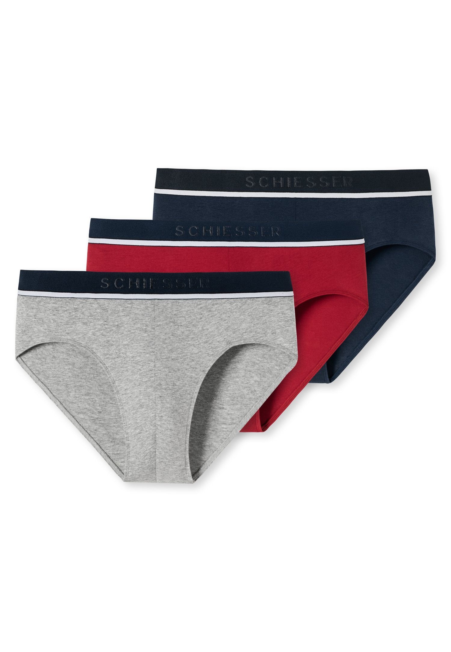 Logo-Webgummibund grau/rot/navy Rioslip sportlichem mit Schiesser (3er-Pack)