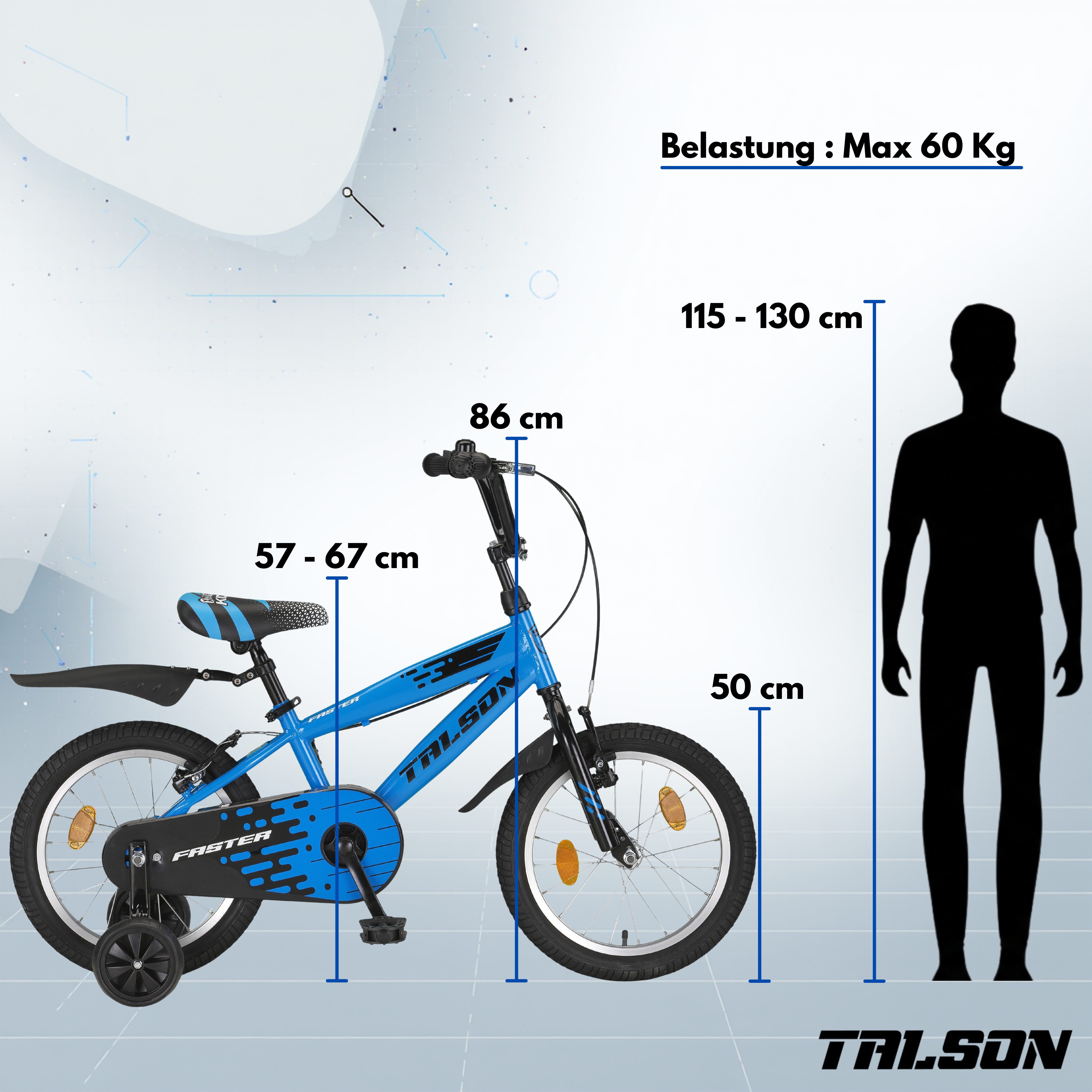 Talson Kinderfahrrad 20 Zoll Single Speed, inkl. Kettenschutz, Seitenständer und Zubehör Blau