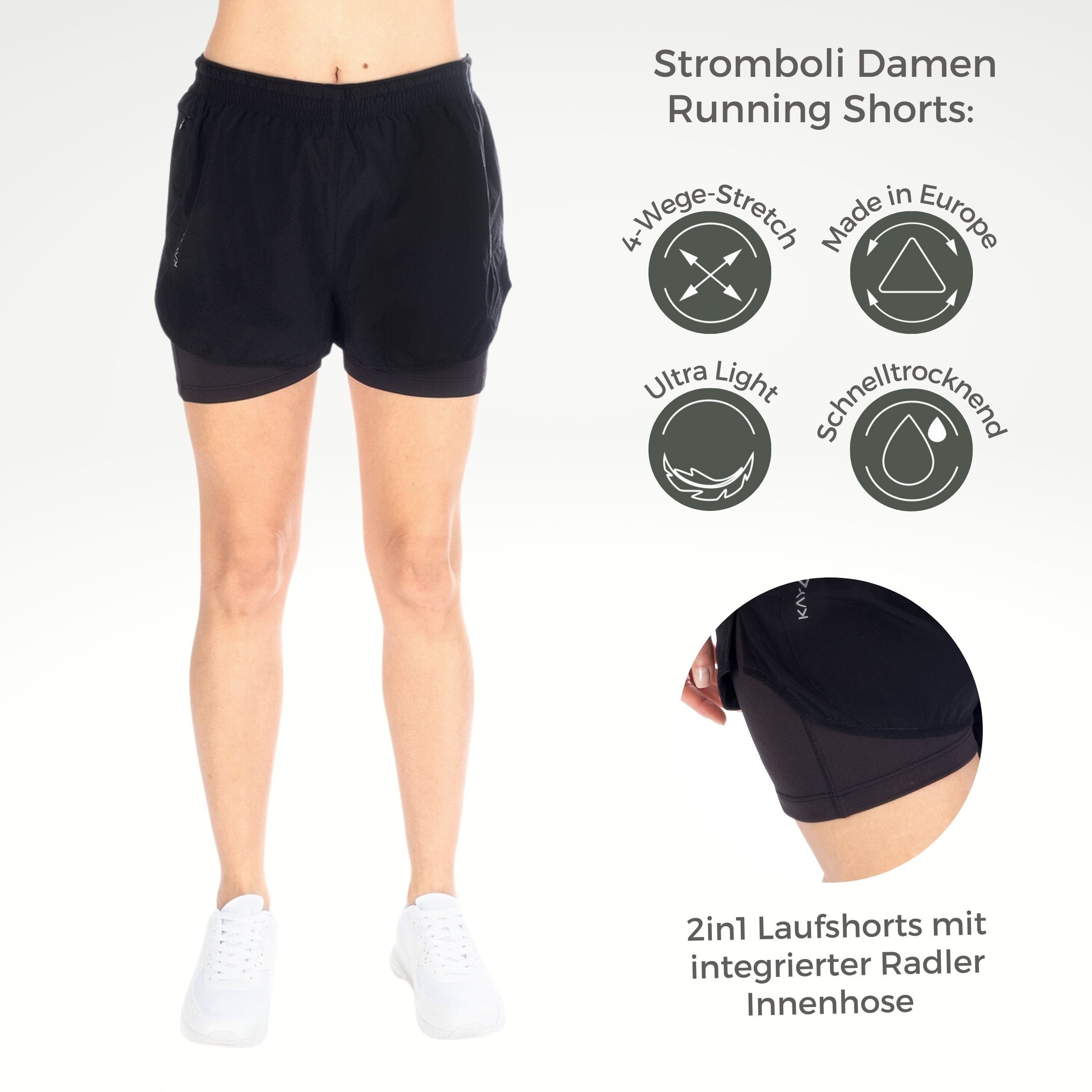 Running 2in1 Trekkingshorts UL Wander Hose Stromboli Shorts 44 Kaymountain Black Damen