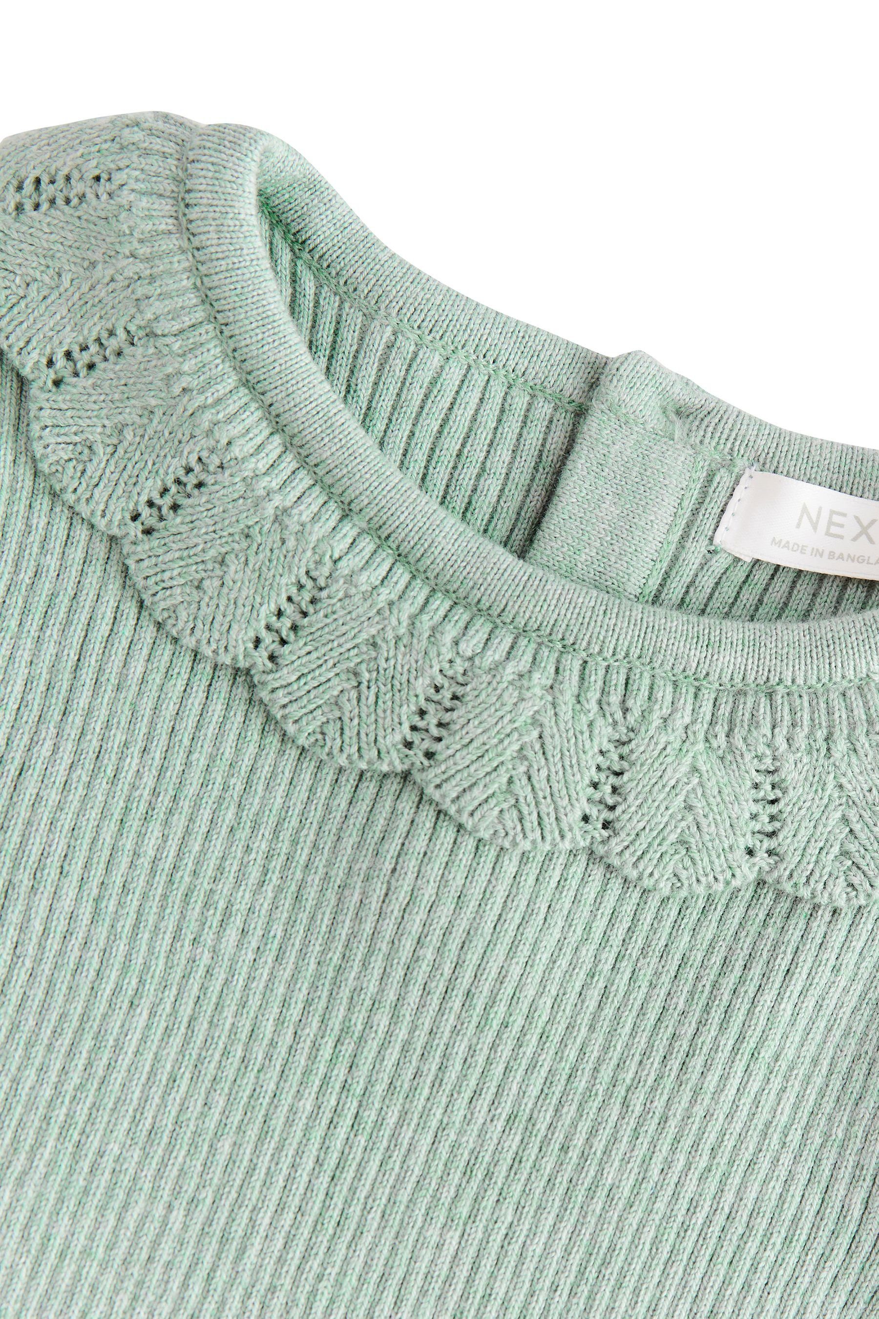 Next Rundhalspullover mit Marl Blue (1-tlg) Rüschenkragen Pullover