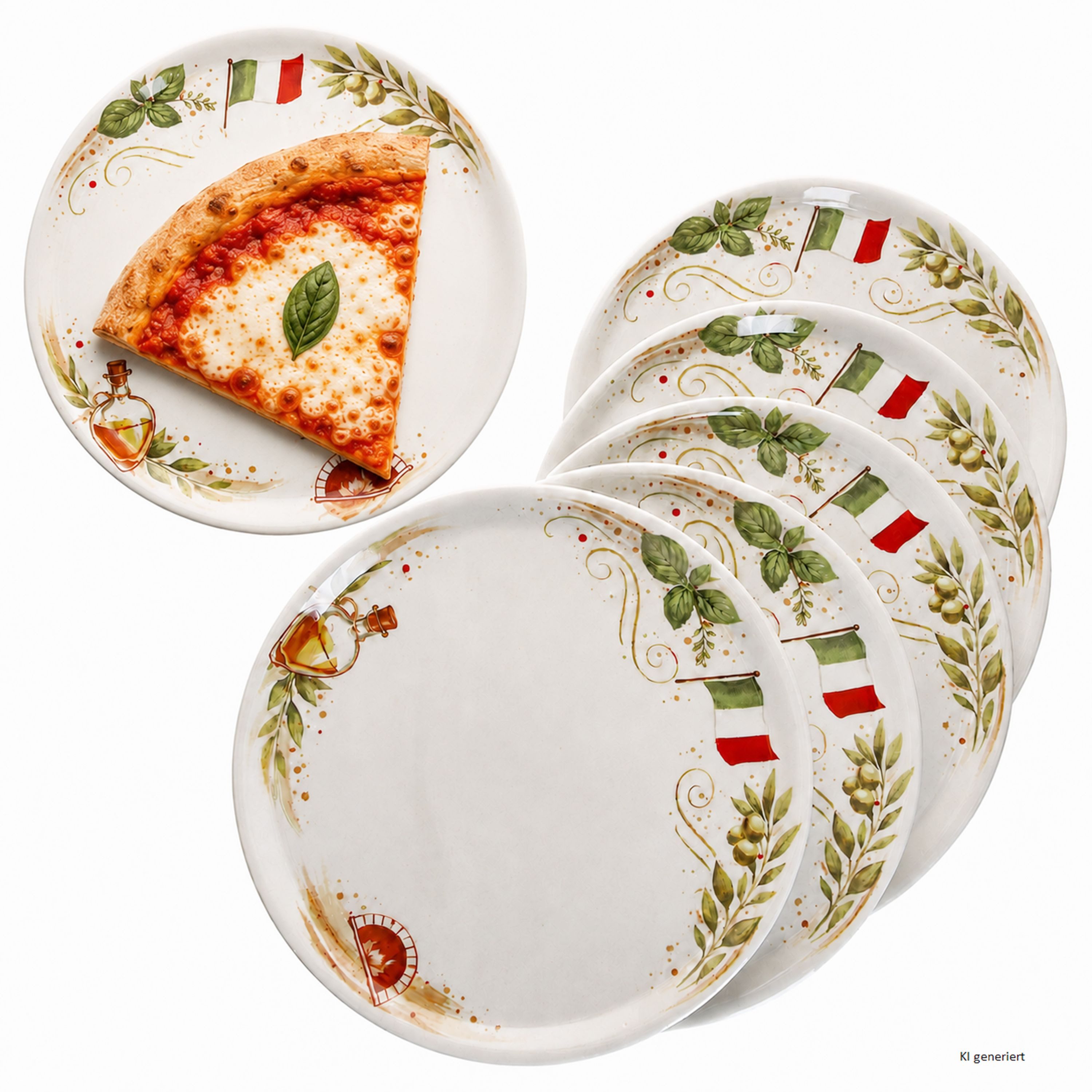 MamboCat Pizzateller 6x Pizzateller Katja Ø31,5cm XL-Teller 6 Personen Italien-Dekor Platte