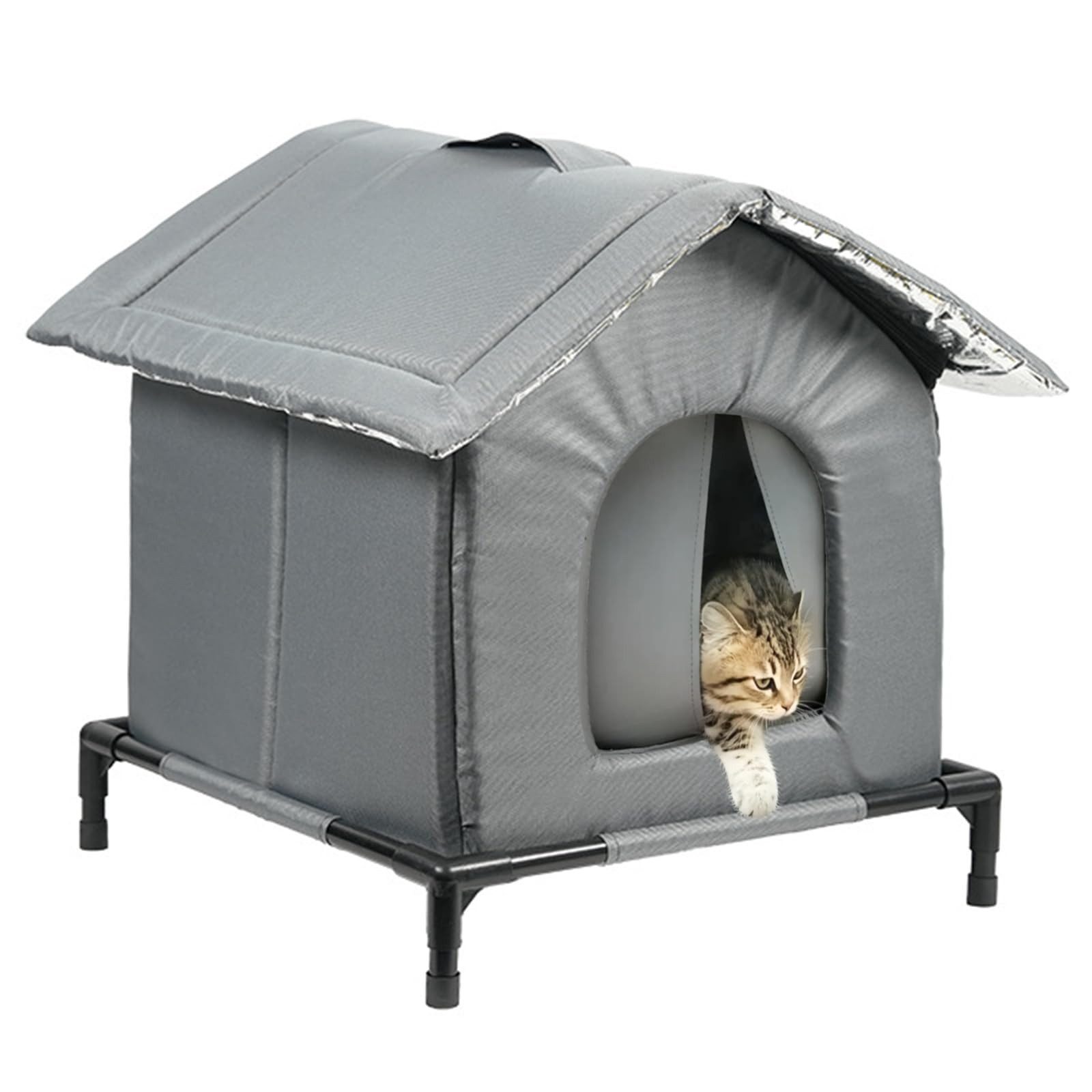 Srvillg Tierhaus Wetterfestes und isoliertes Katzenhaus für draußen,Tierbett Katzenhaus, Katzenzelt, einfach aufzubauen, mit erhöhtem Boden für Schutz