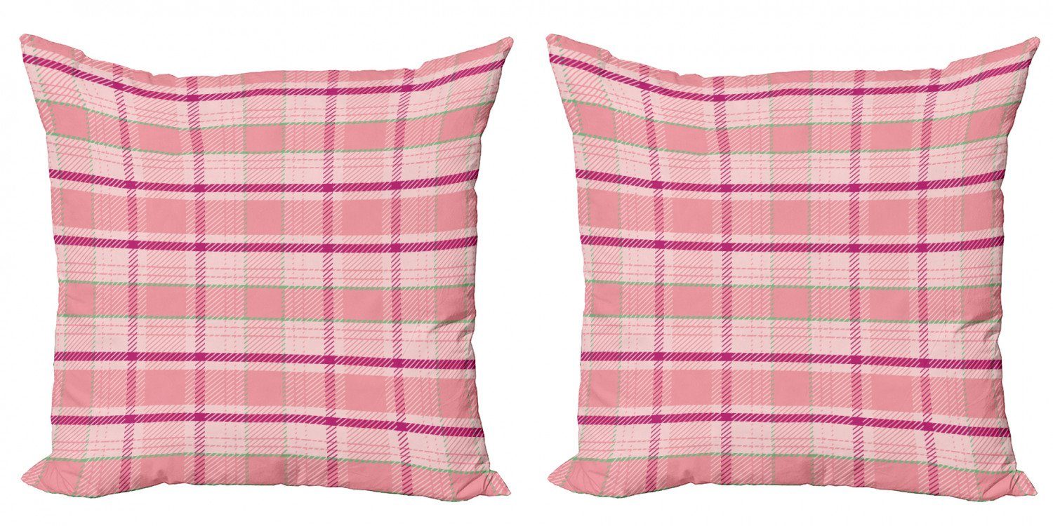 Accent Abakuhaus Modern Tartan-Plaid-Muster-Quadrate Kissenbezüge (2 Rosa Stück), Digitaldruck, Doppelseitiger