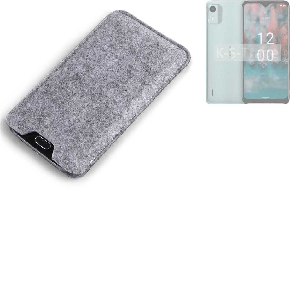 K-S-Trade Handyhülle für Nokia C12 Plus, Filz Handyhülle Schutzhülle Filztasche Filz Tasche Case Sleeve
