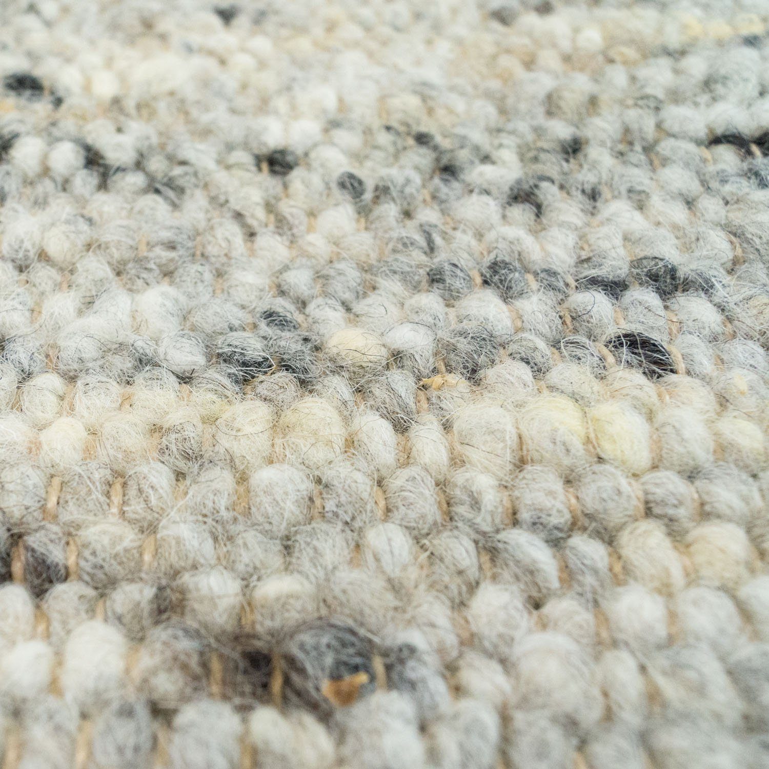 TaCa Home Wollteppich Handweb Woll-Teppich, rechteckig, Höhe: 10 mm, Grau Meliert - 70 x 130 cm