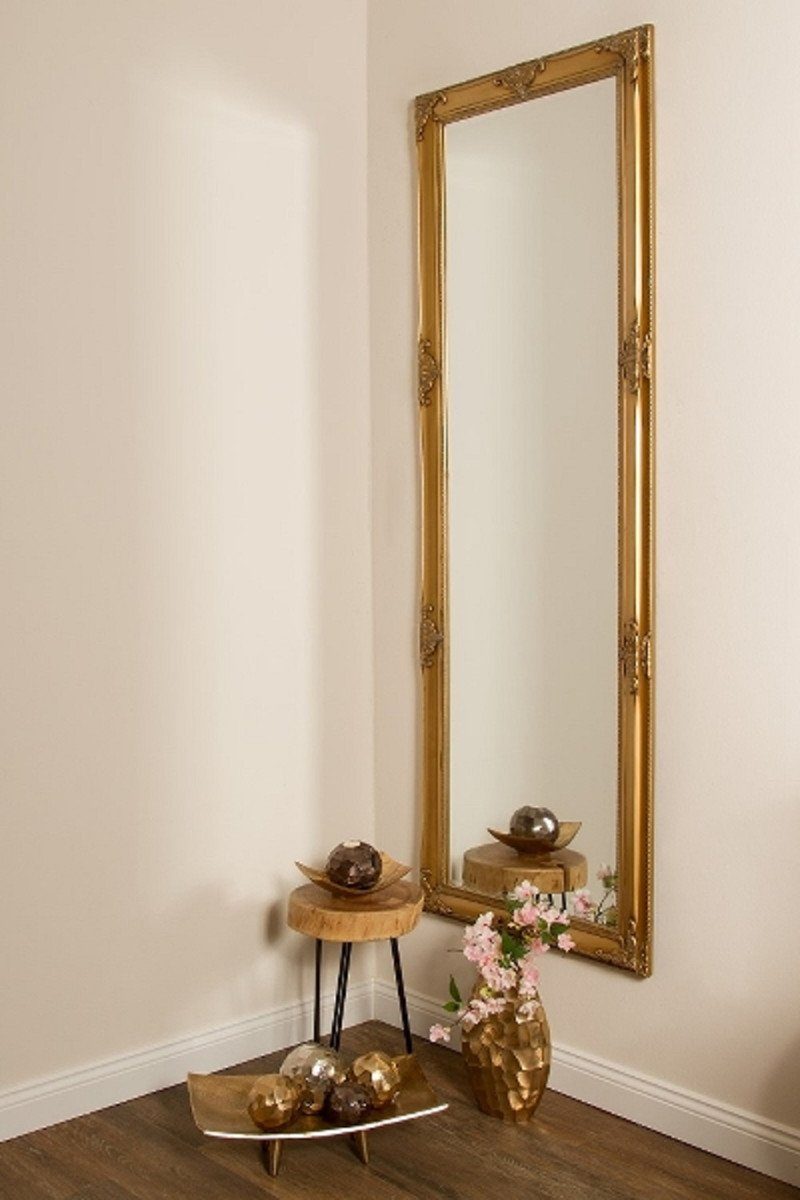 Casa Padrino Barockspiegel Barock Holzrahmen Verzierungen Spiegel Barock - 190 Wandspiegel wunderschönen mit Handgefertigter x 65 H. Gold und cm