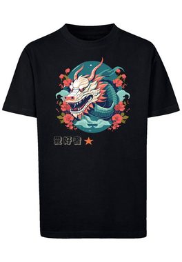 F4NT4STIC T-Shirt Drache mit Blumen Print