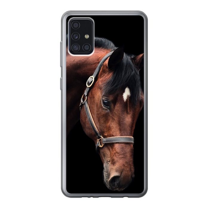 MuchoWow Handyhülle Pferd - Halfter - Braun Handyhülle Samsung Galaxy A52 5G Smartphone-Bumper Print Handy