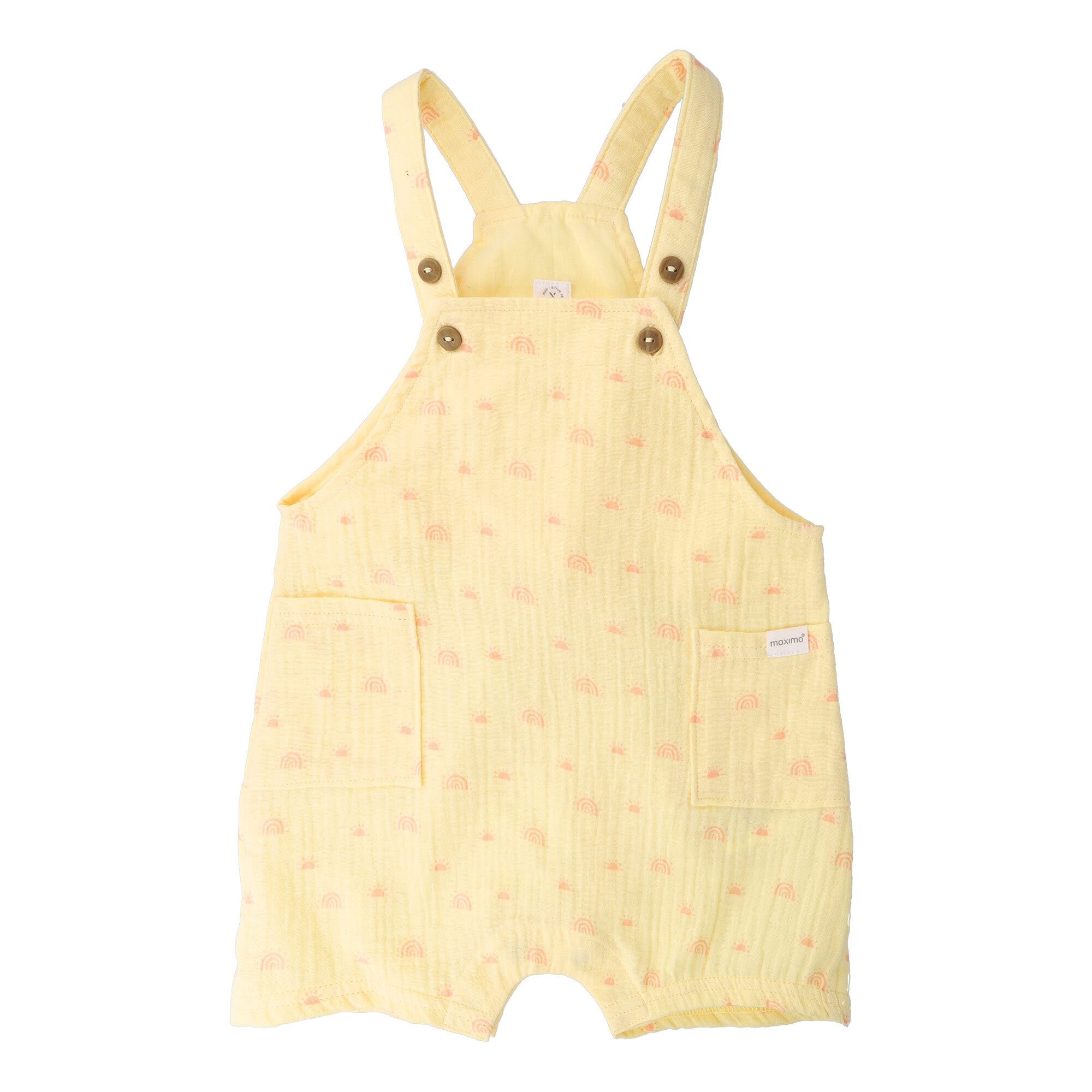 MAXIMO Stoffhose GOTS BABY-Latzshorts, Taschen Musselinstoff, Futter, Windelöffnung (1-tlg) Musselin