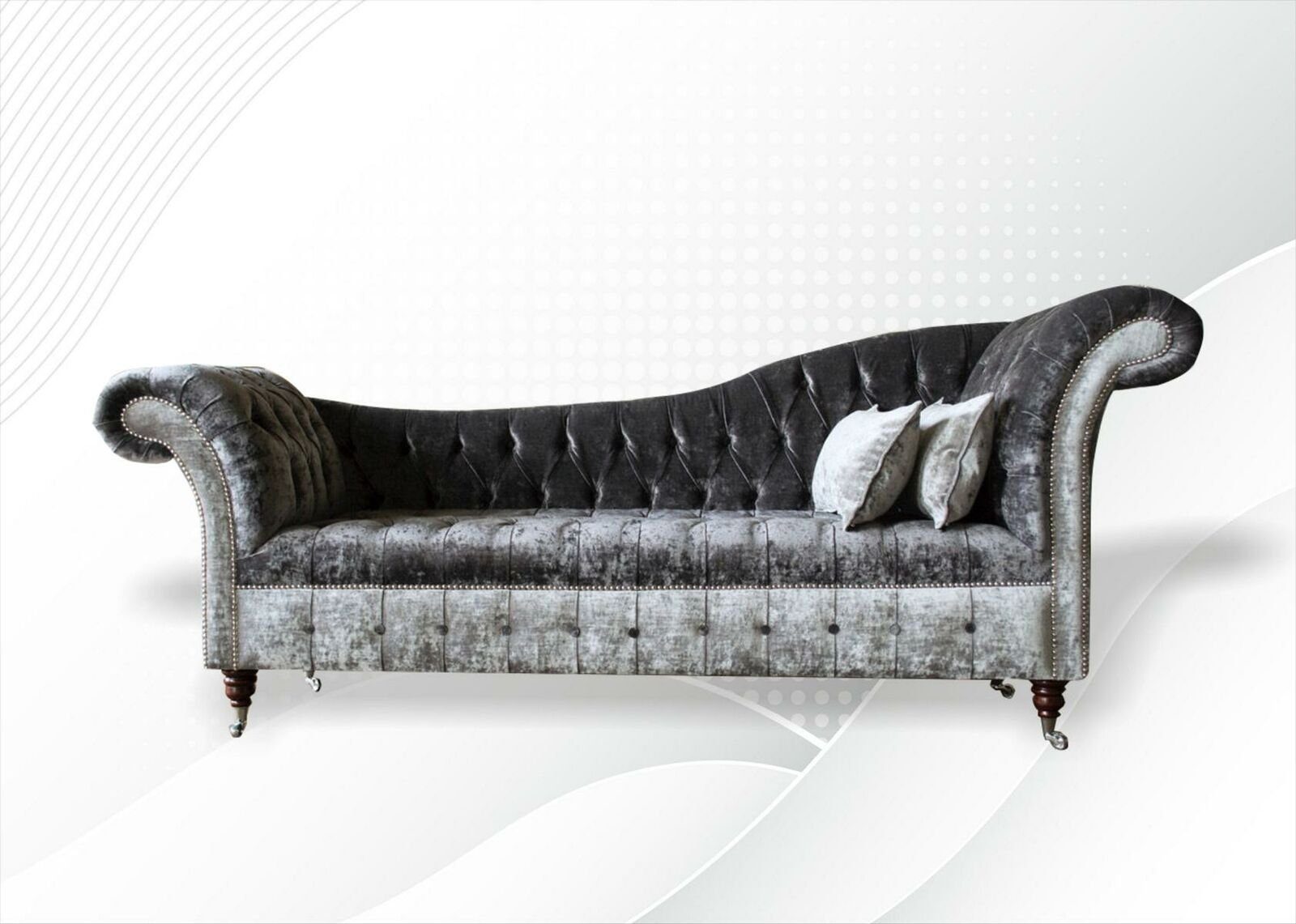 JVmoebel Chesterfield-Sofa Luxuriöser Chesterfield Chaiselongue Polstermöbel Stoff Leder Bezüge, Made in Europe