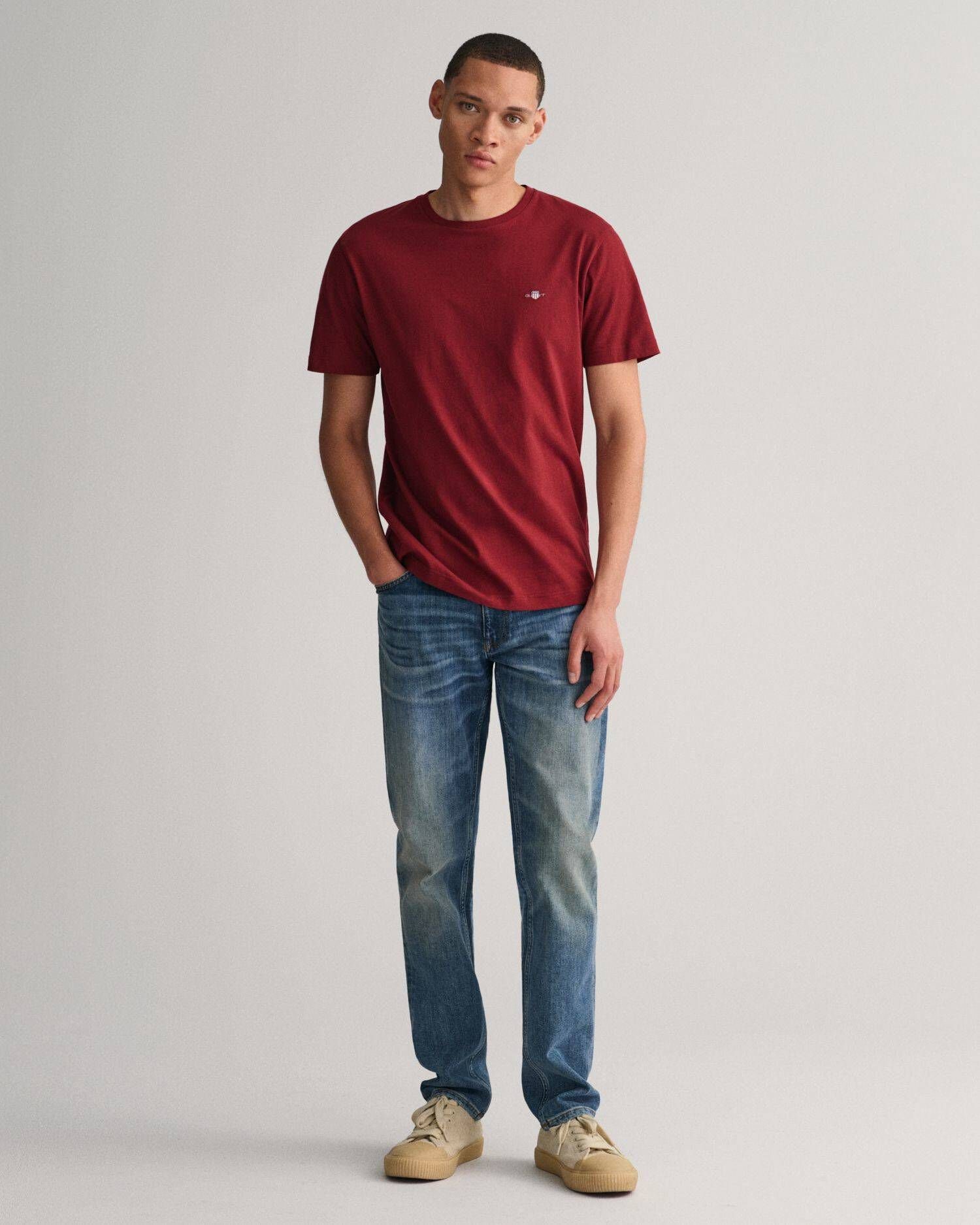Gant (1-tlg) (75) bordeaux T-Shirt SHIELD T-Shirt Herren