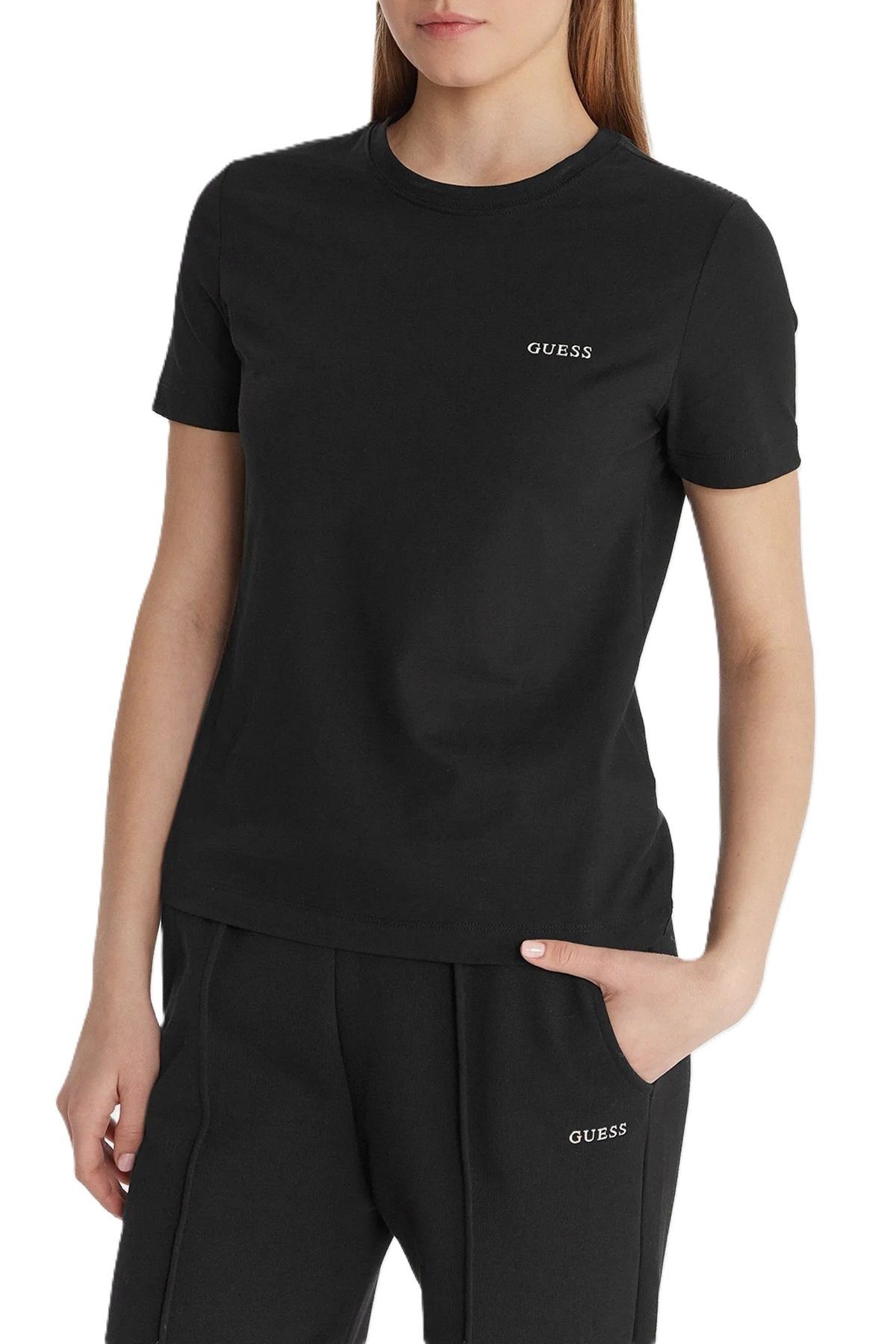 Guess Kurzarmshirt TRACEY CN SS - T-Shirt Damen - Baumwollshirt - Stretch Shirt mit Logo