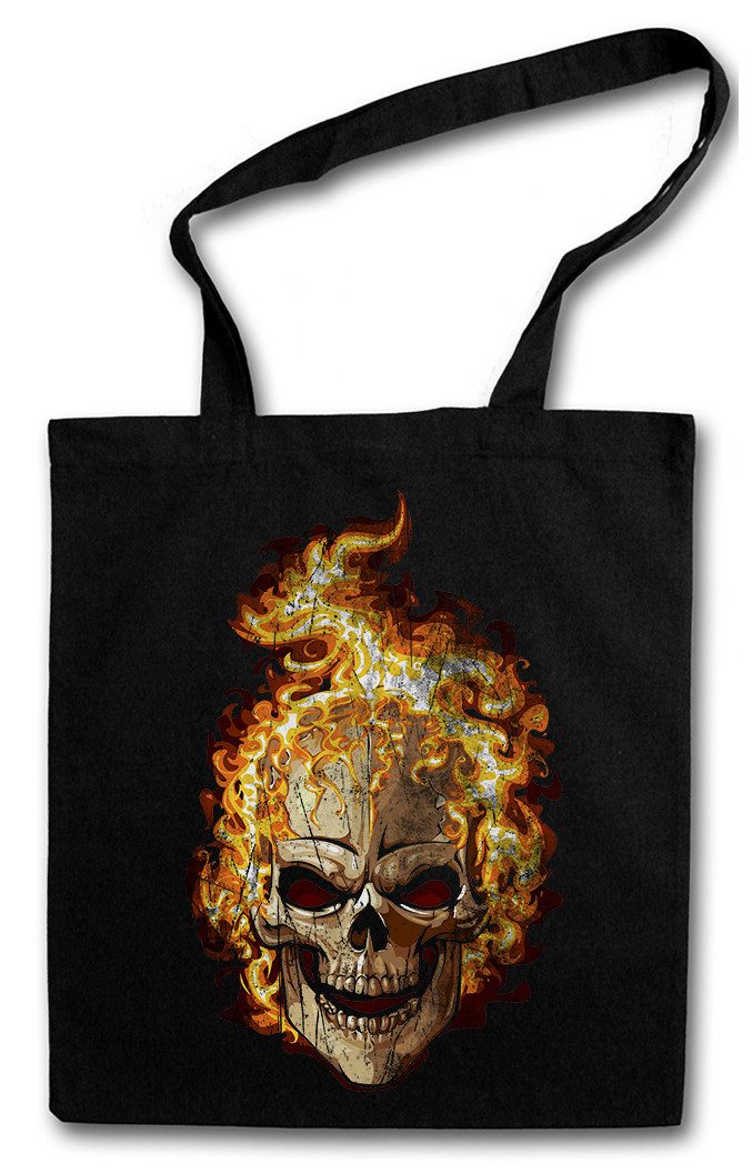 Beuteltasche Burning Skull II Stofftasche Brennender Schädel Dead Totenschädel