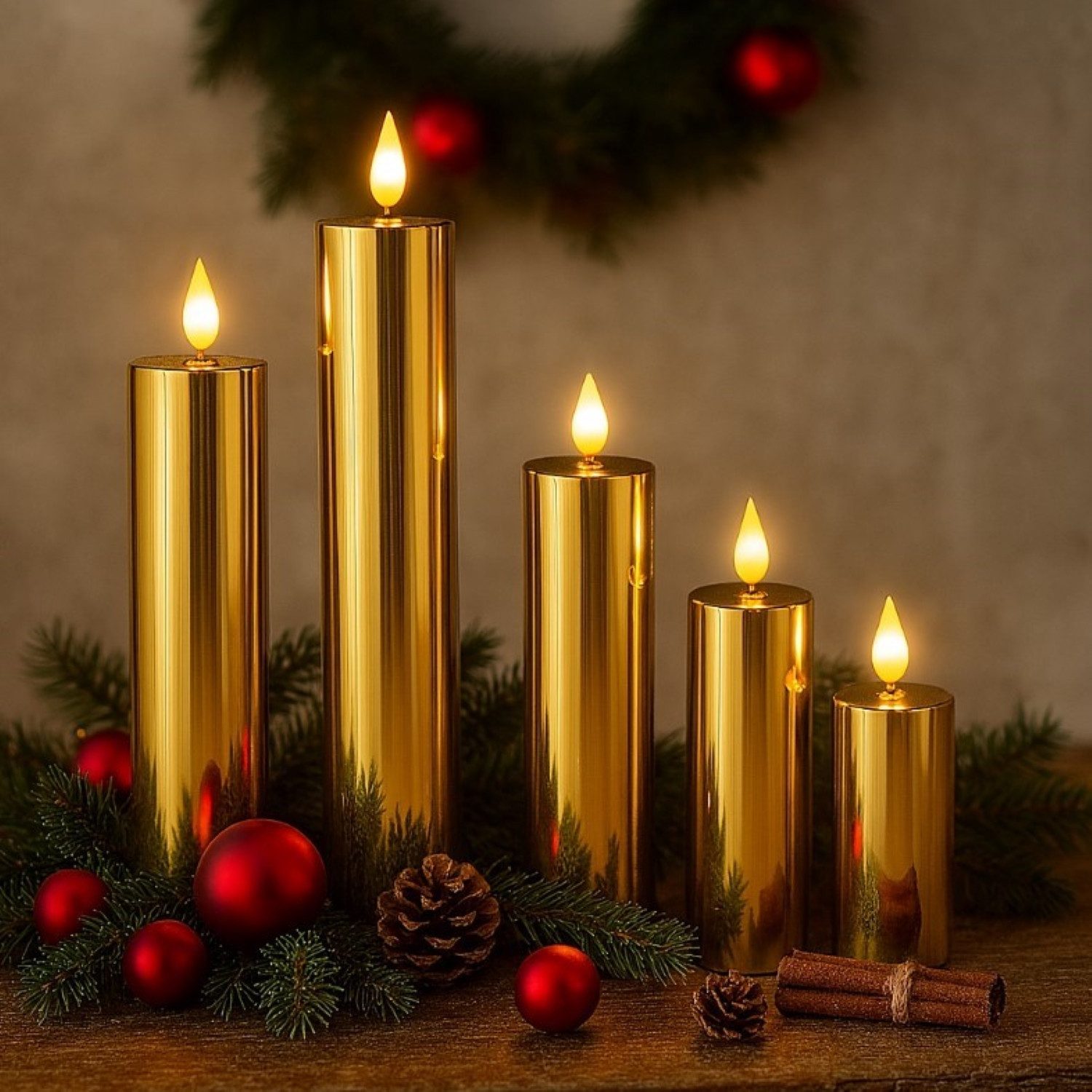 Online-Fuchs LED-Kerze 5er Set LED Kerzen XL mit 6-Stunden Timer und Hochgl günstig online kaufen