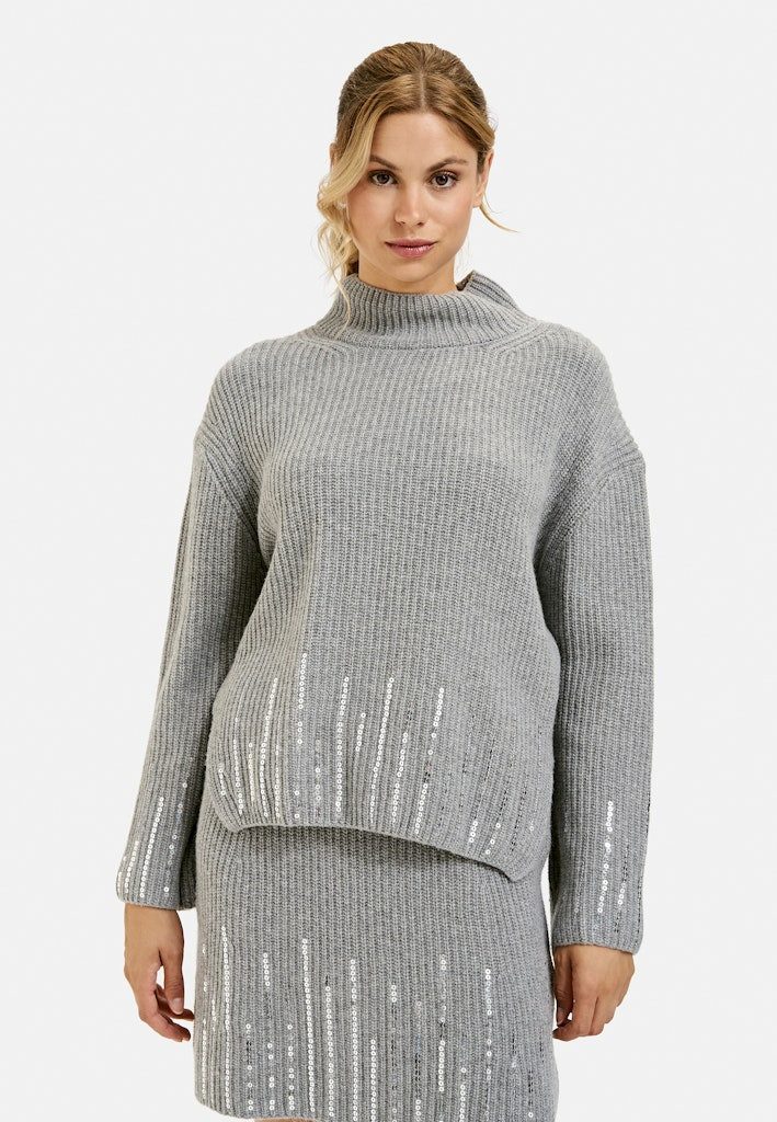 Smith & Soul Strandpullover SEQUINS HIGH COLLAR PULLOVER MID GREY