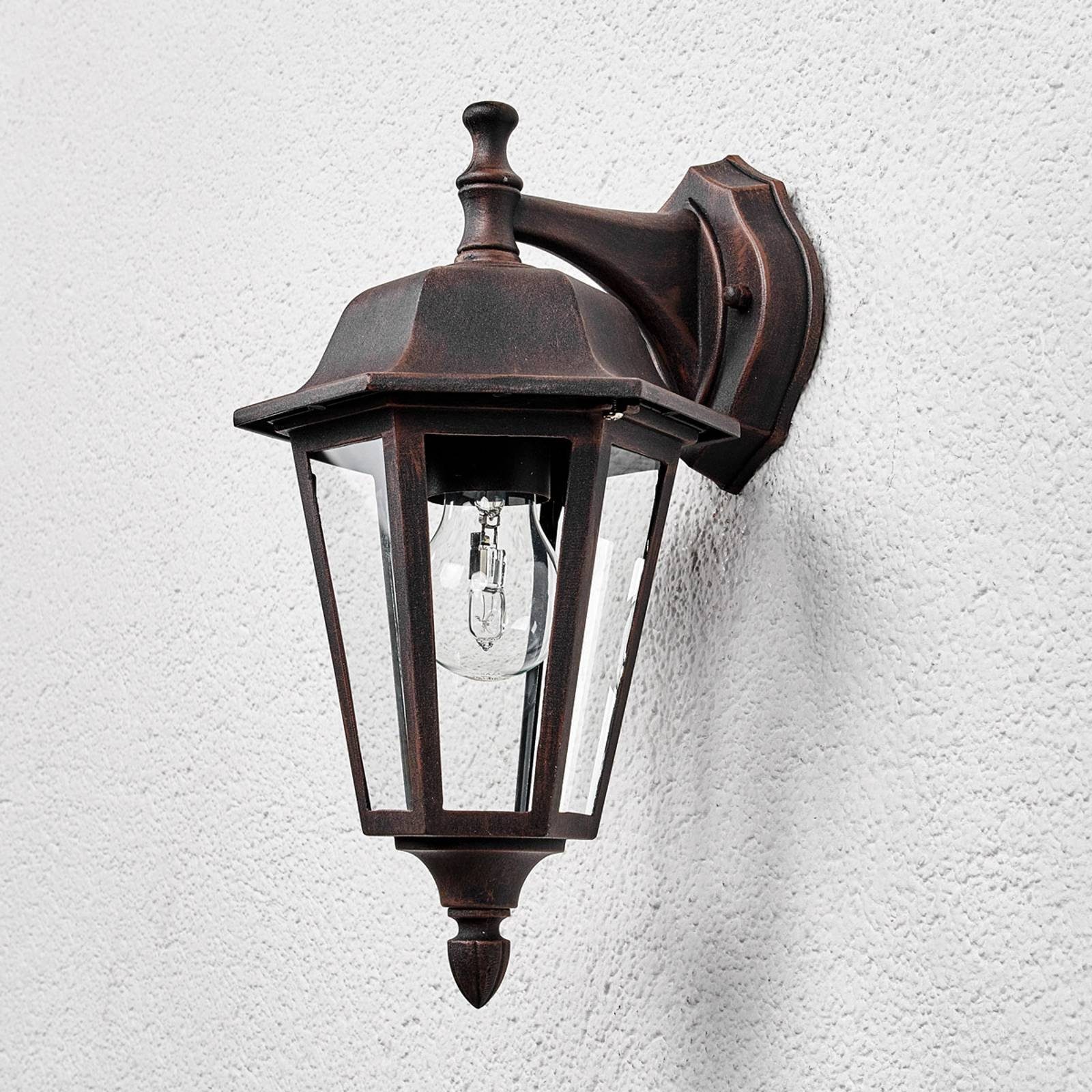 Lindby Außen-Wandleuchte Lamina, Metall, Braun IP44, 1 x 15 W LED