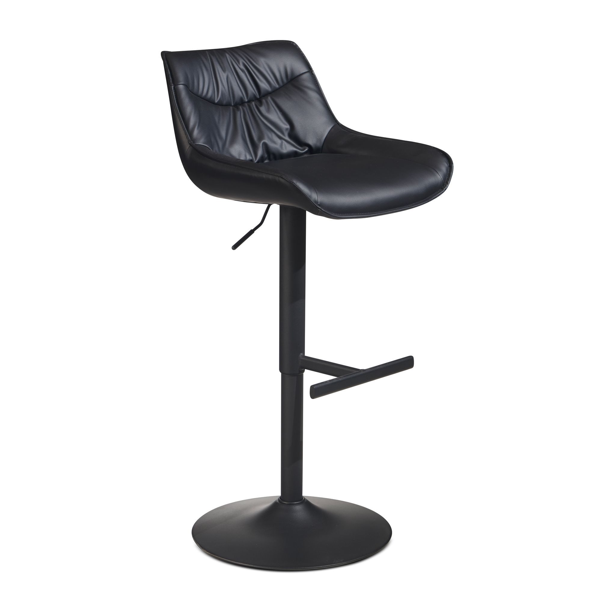 Wohnling Barhocker Barhocker Kunstleder Schwarz höhenverstellbar Metallfuß gepolstert (1x Barhocker)