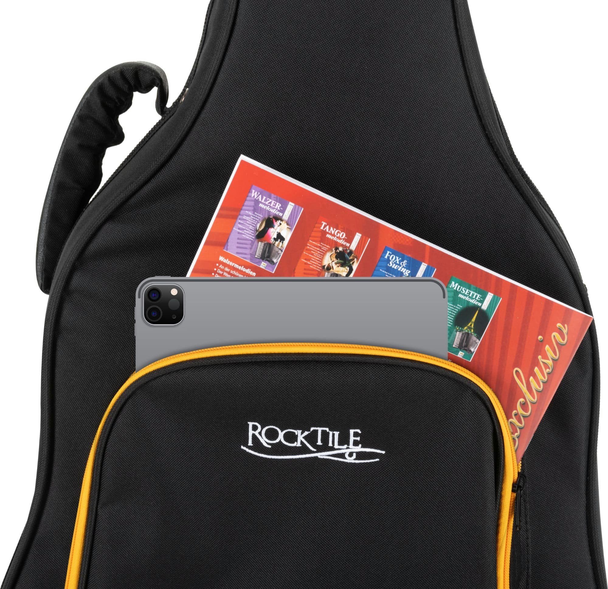 Rocktile Gitarrentasche KGSC-5122BK Softcase Klassikgitarre, dick gepolstertes Klassikgitarren-Softcase mit Rucksackgarnitur