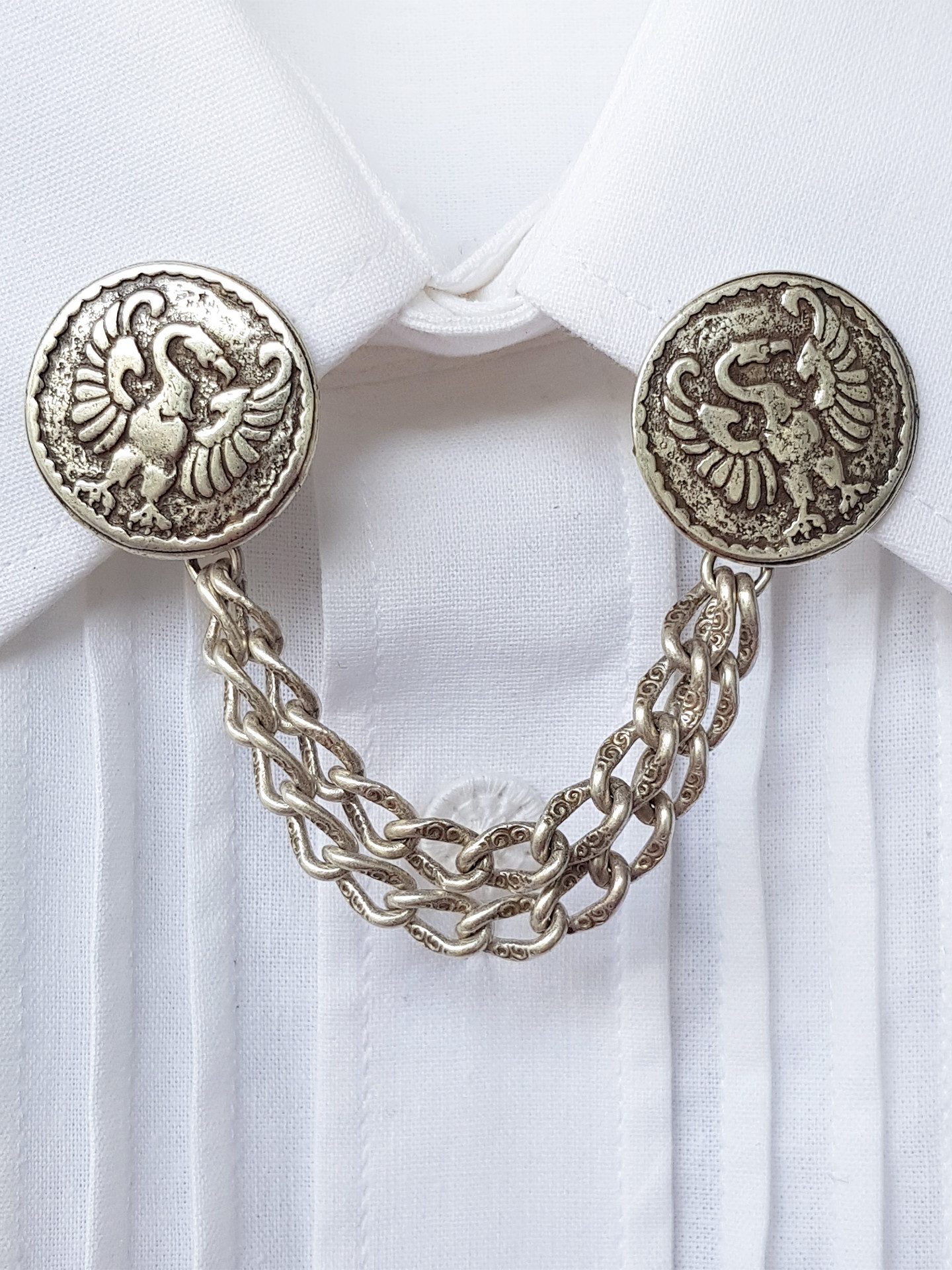 Moschen-Bayern Krawatte Kragenspange Trachtenkrawatte Herren Kragenschmuck Trachtenspange Metall 100% Messing - Farbe Altsilber