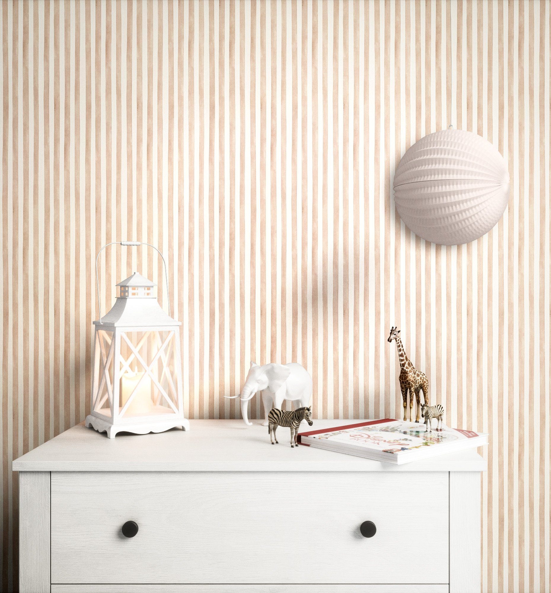 Newroom Vliestapete, Beige Tapete Kinder Streifen günstig online kaufen